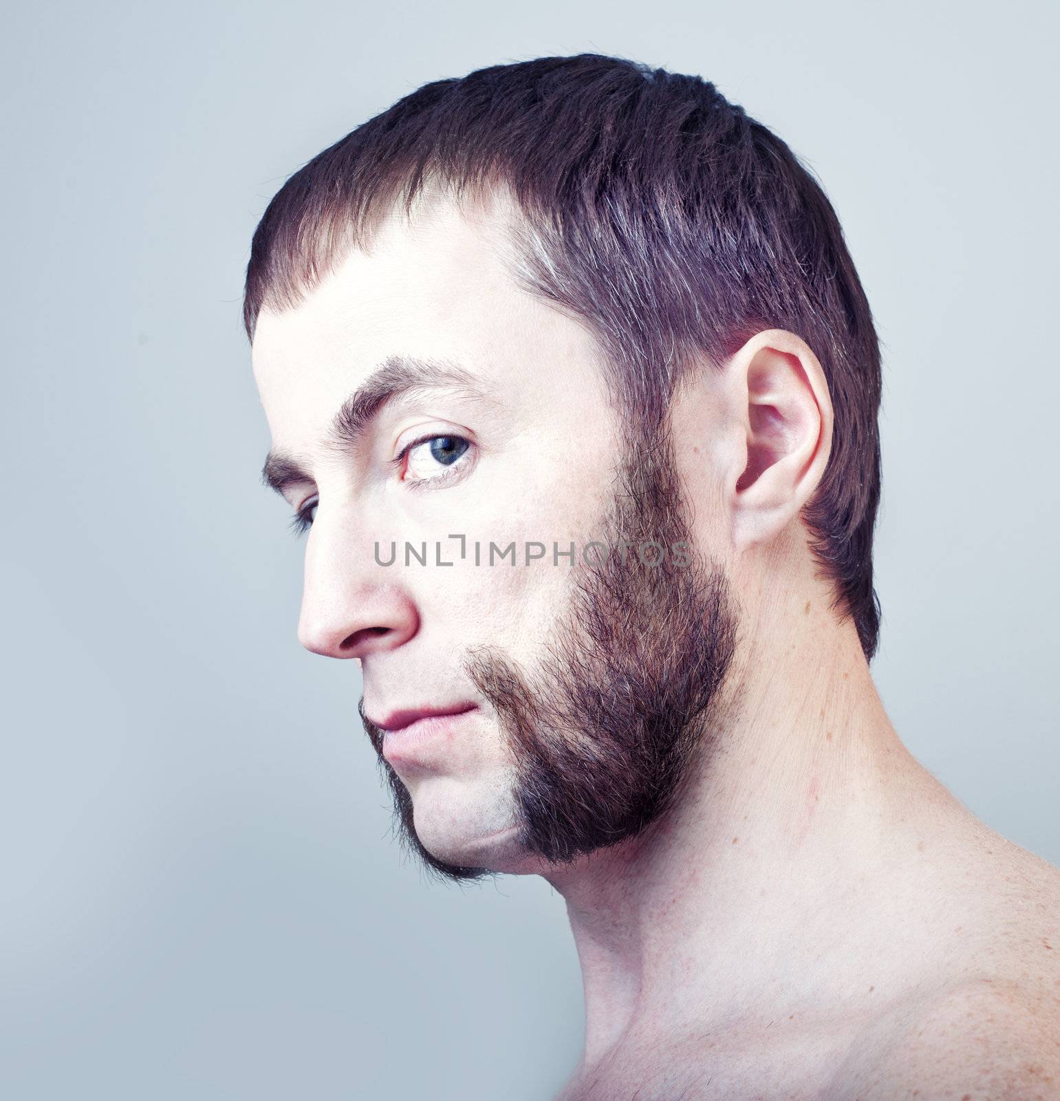 man with sideburns close-up photo