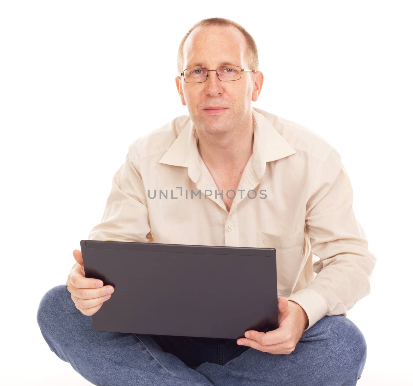 Man working over the internet at home