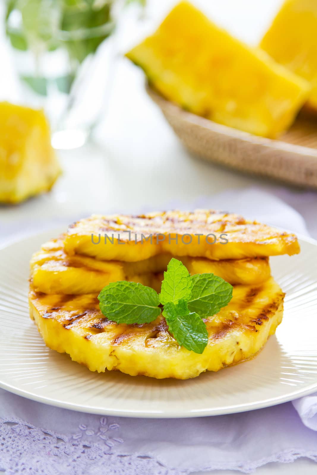 Grilled Pineapple with mint