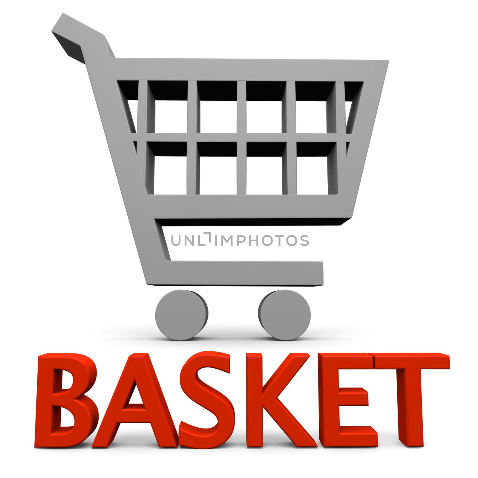 Basket sign with shopping trolley symbol isolated on white background