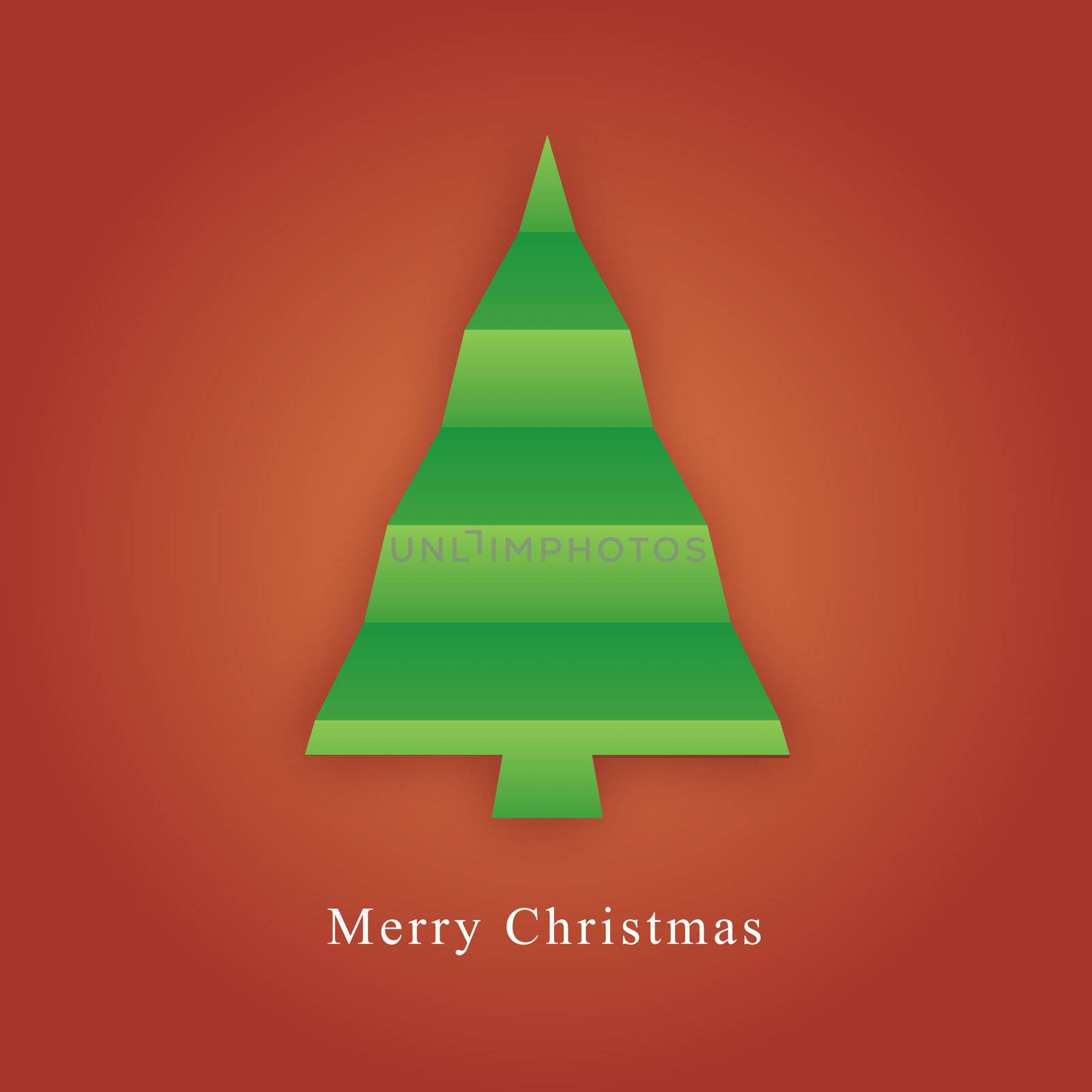 Card with christmas tree made from paper fold
