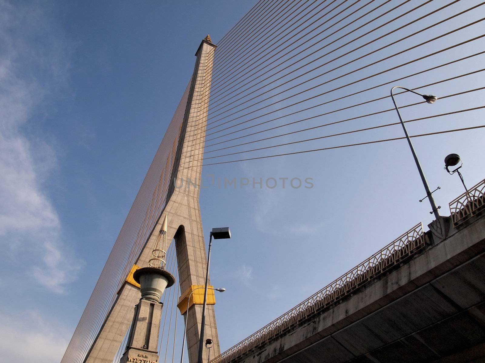 Mega sling Bridge,Rama 8, in bangkok Thailand
The bridge is shown a powerful, strong, giant  