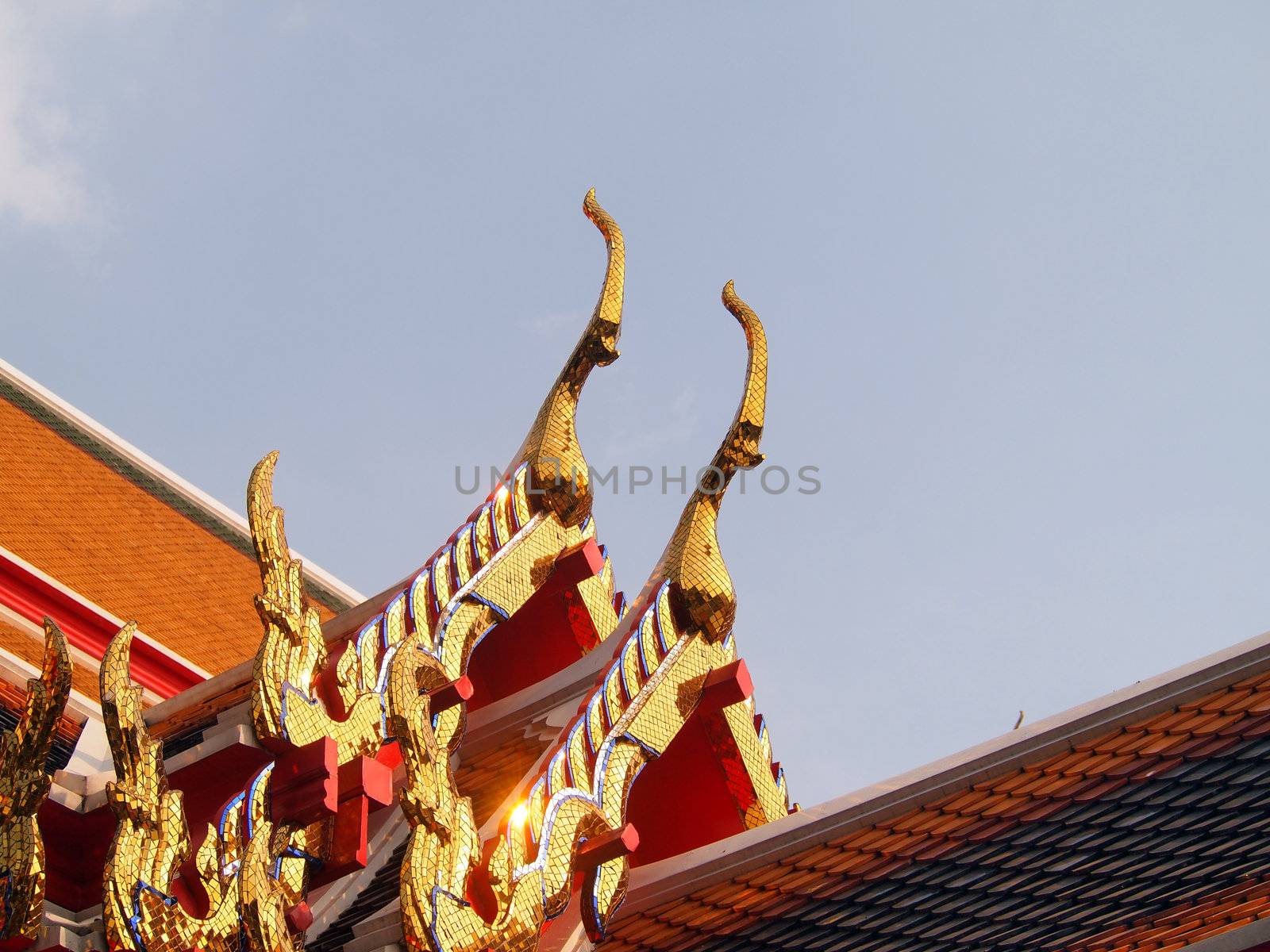 Temple roof in wat pho temple, Bangkok, Thailand       