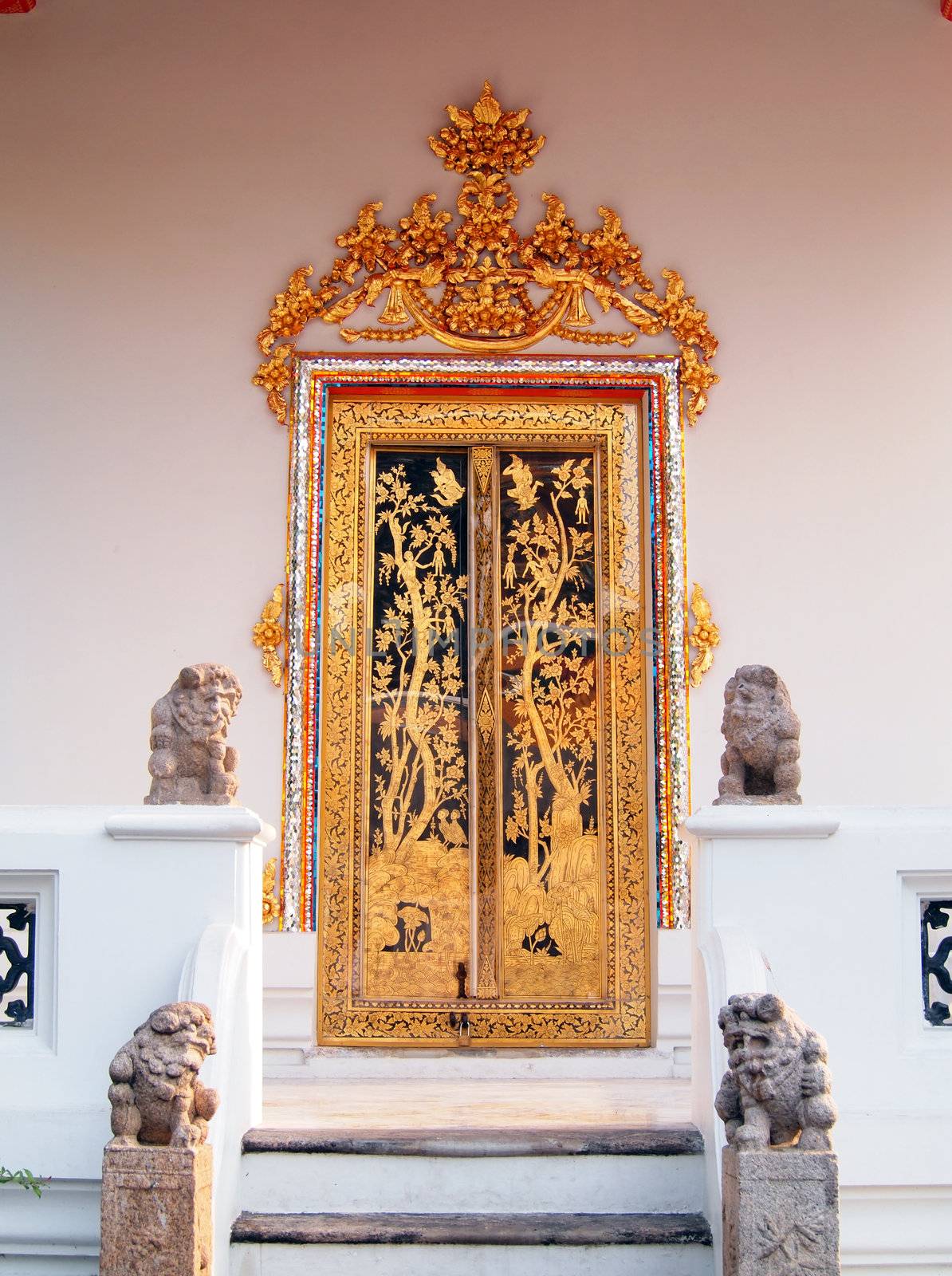 Traditional Thai style door temple  