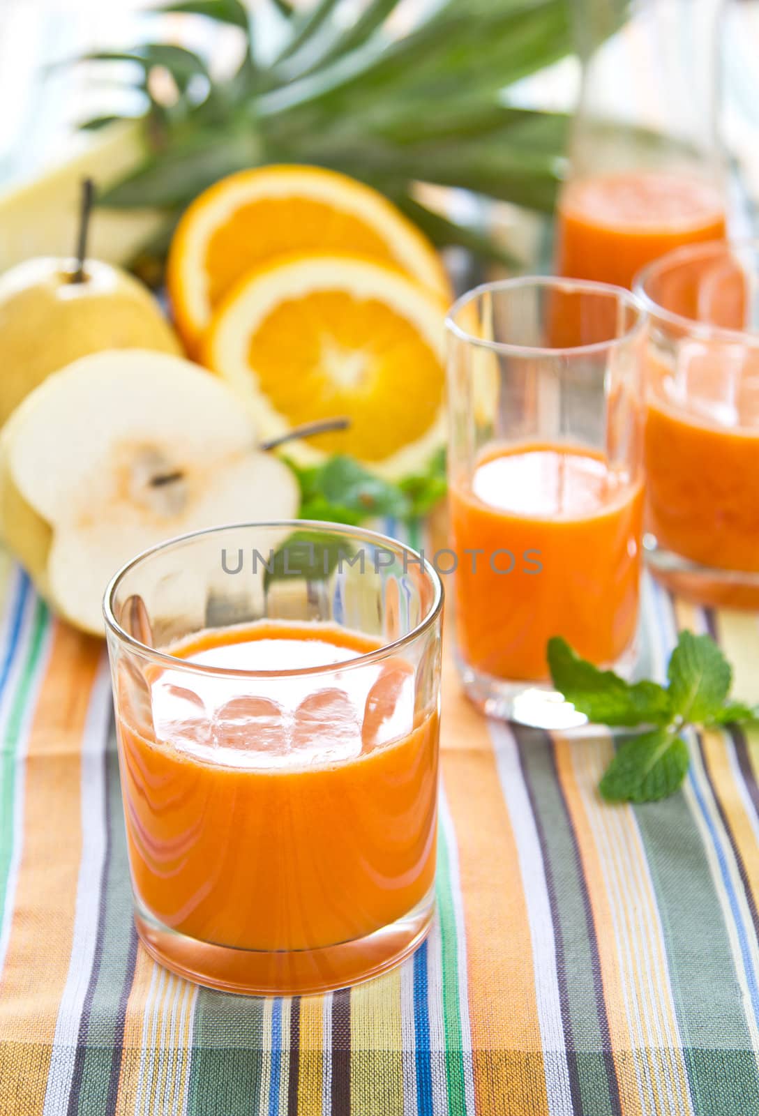 Pear,Orange,Carrot and Pineapple smoothie
