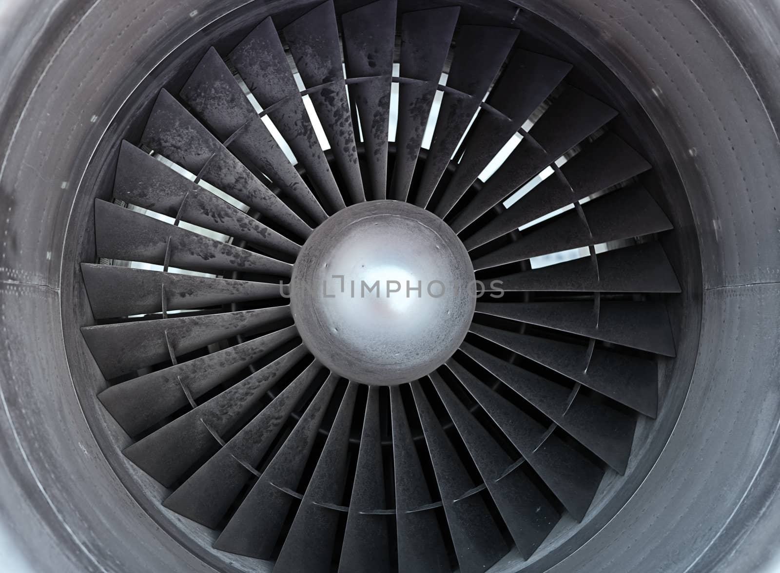 Turbine of airplane, closeup