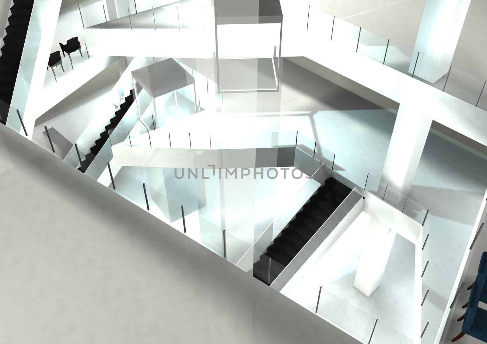 Mall interior design,illustrated 3d render show open-well