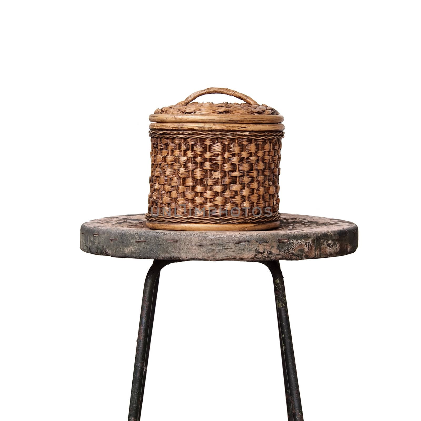Basket wicker is Thai handmade on grunge chair by siraanamwong
