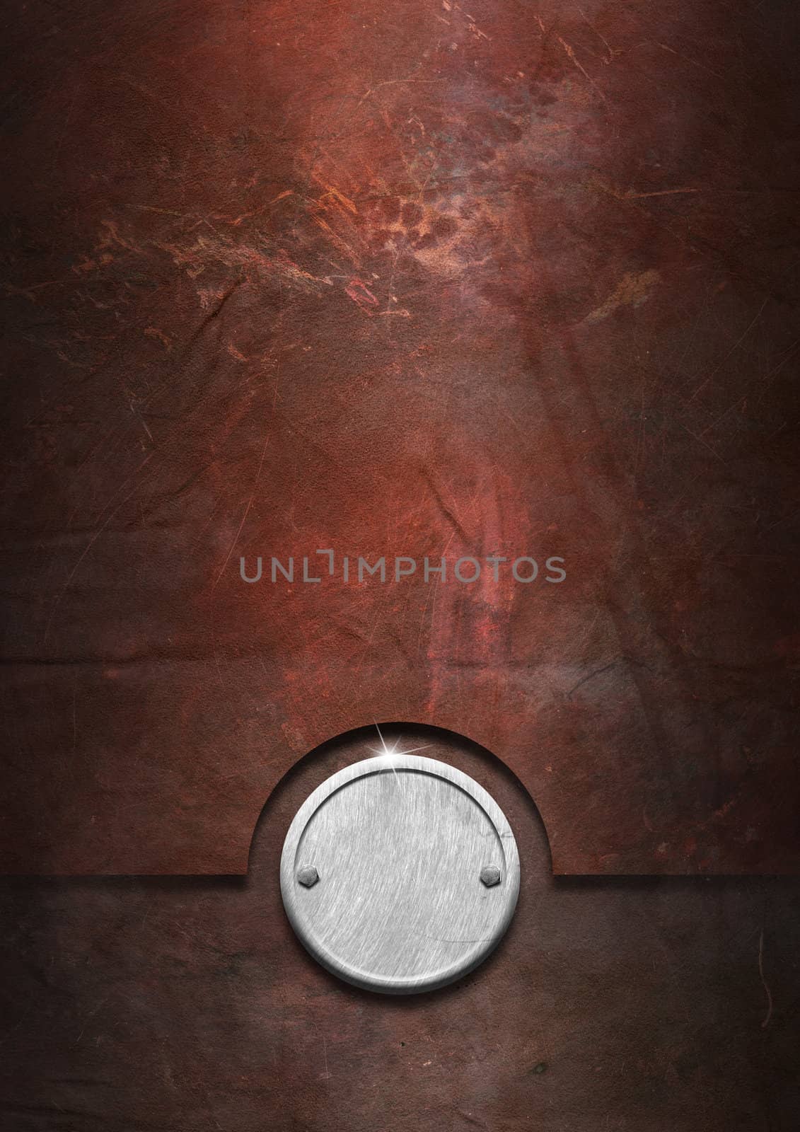 Metallic grunge background with metal plate and bolts heads
