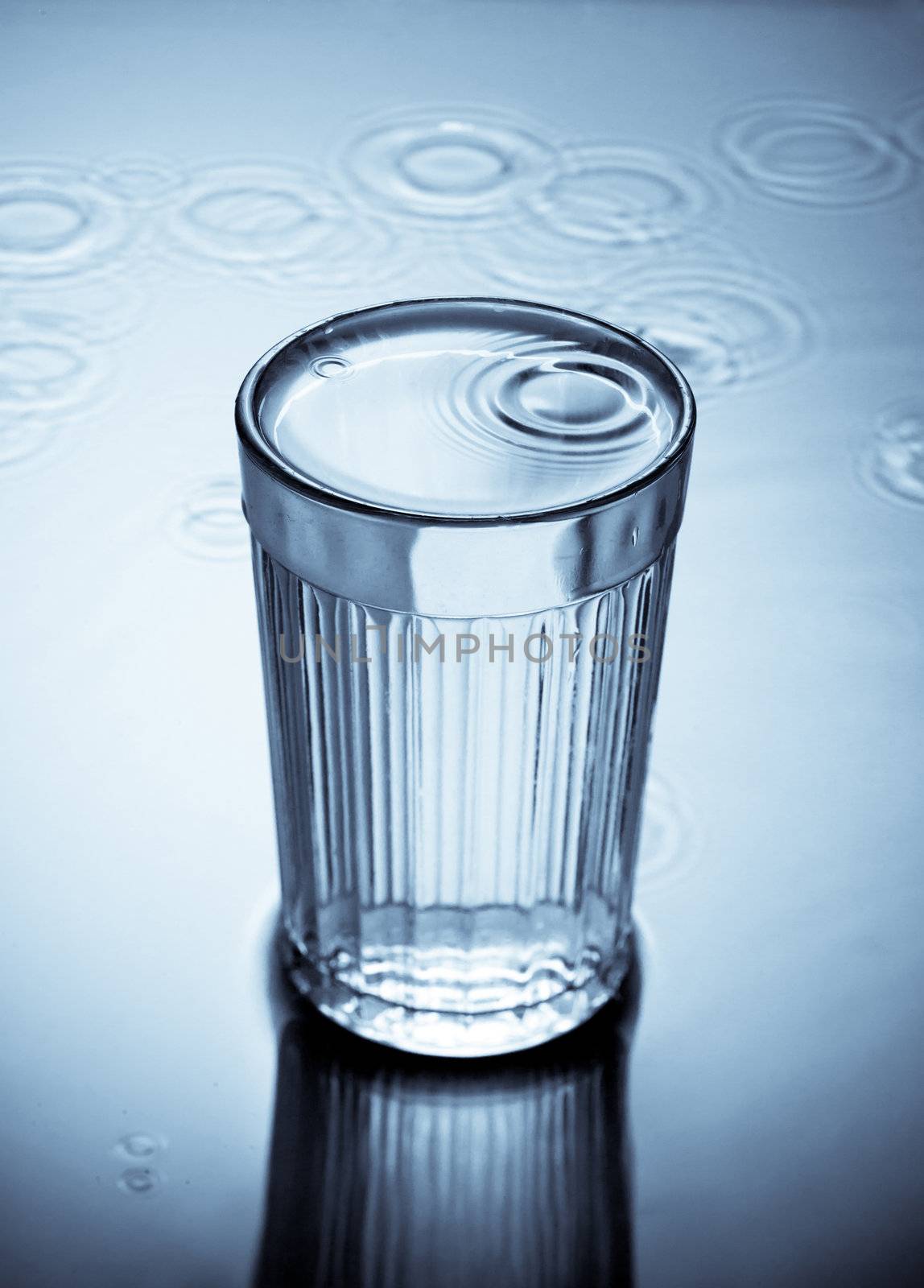 glass of pure water with water drop on background