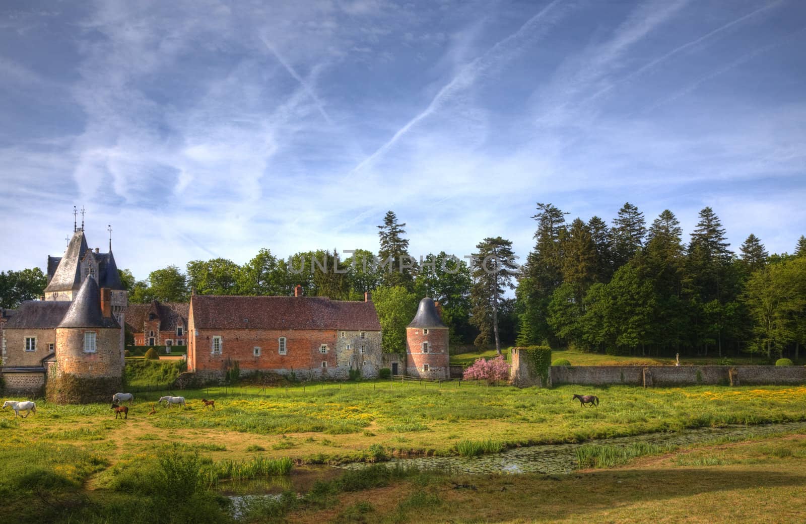 Beautiful image of the Fraze Castle situated on the Eure and Loir Valley in the picturesque land of Perche.