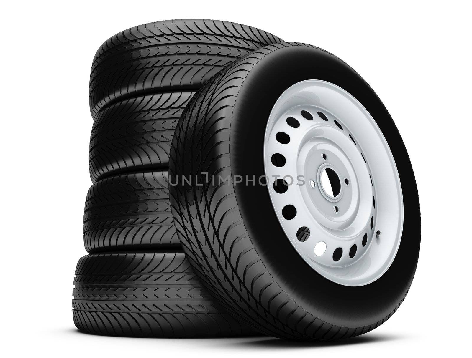 3d tires isolated on white background.