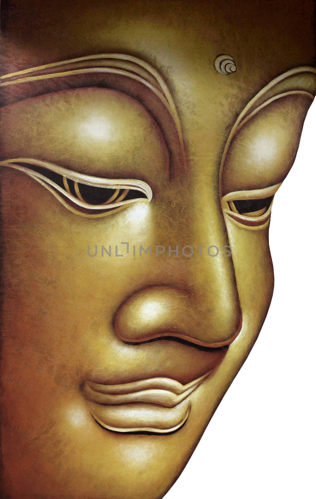 Buddha figure with texture blending process