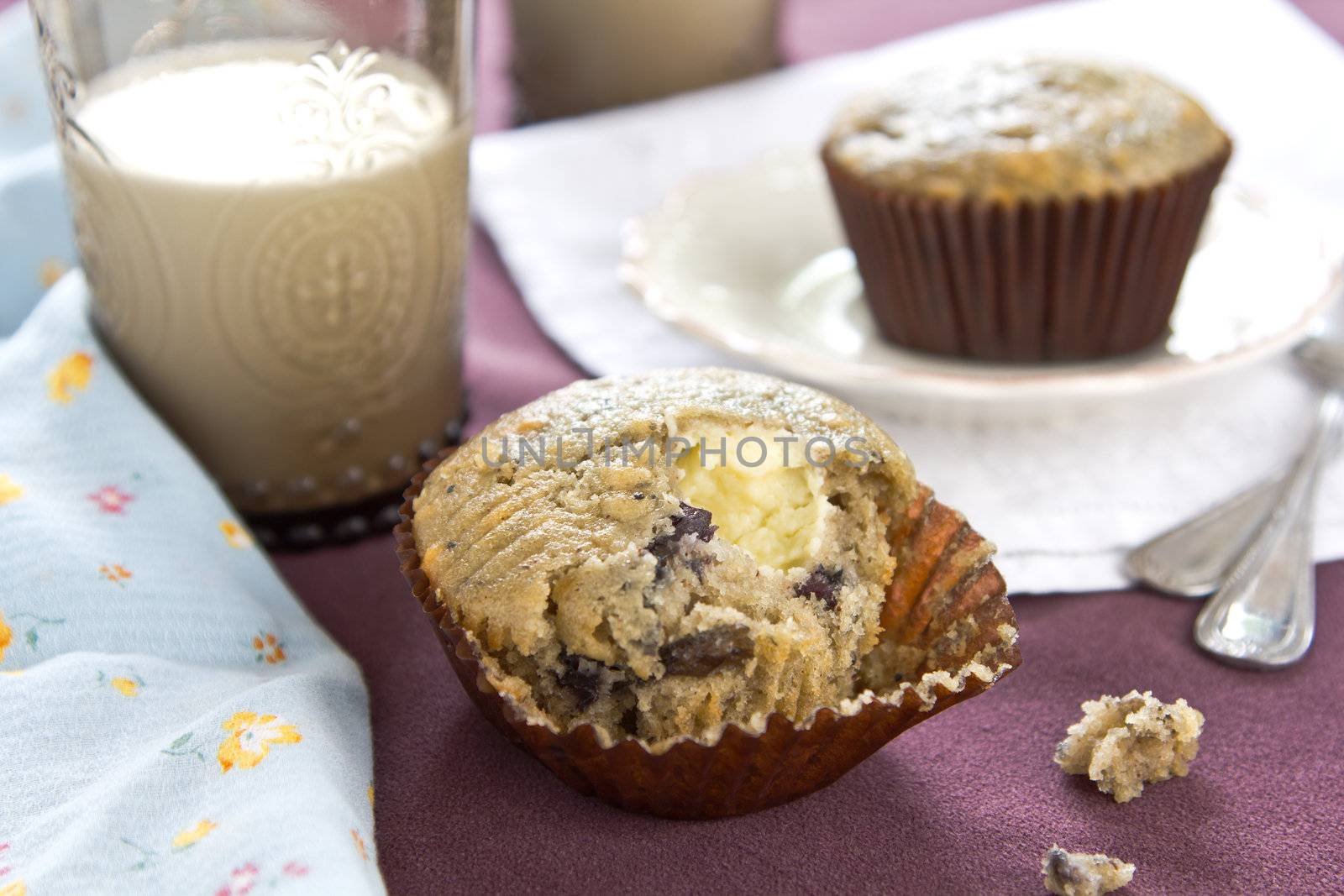 Blueberry with cream cheese muffin