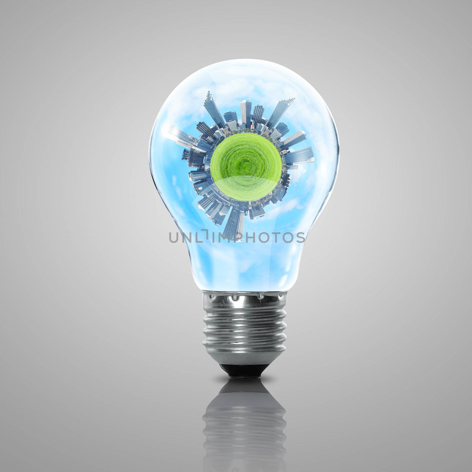 Electric light bulb and planet inside it by sergey_nivens