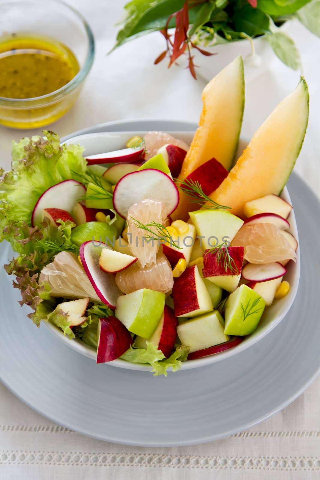 Apple,Melon and Grapefruit salad by vanillaechoes