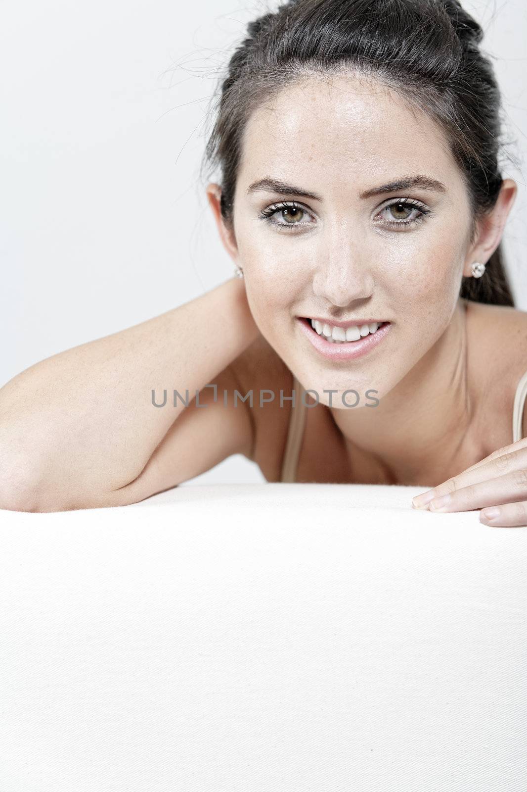 Woman in cream underwear by studiofi