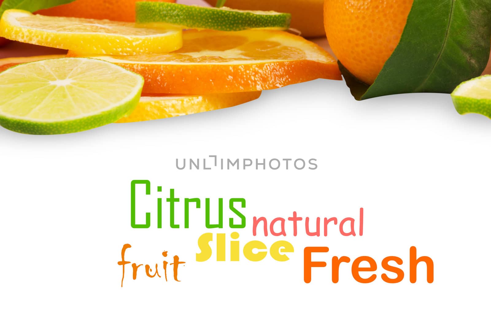 Citrus sliced fruit isolated on white