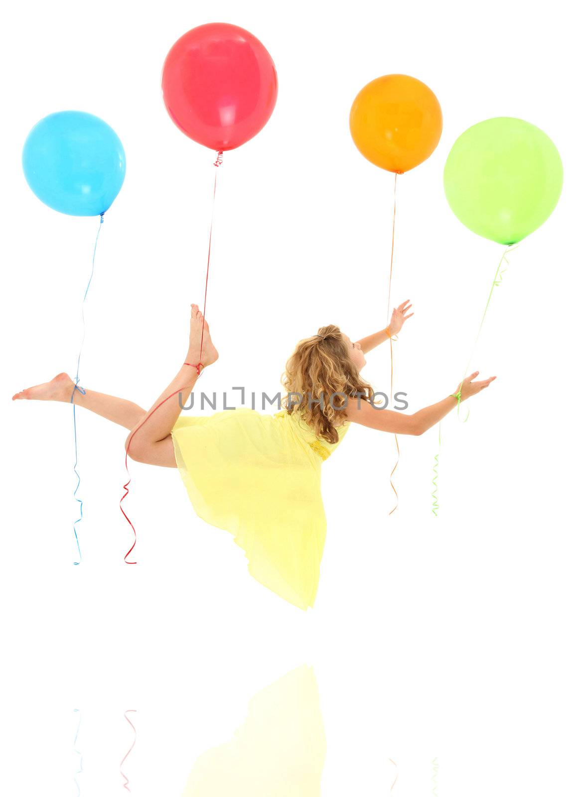 Girl Child Floating Away with Balloons Clipping Path by duplass
