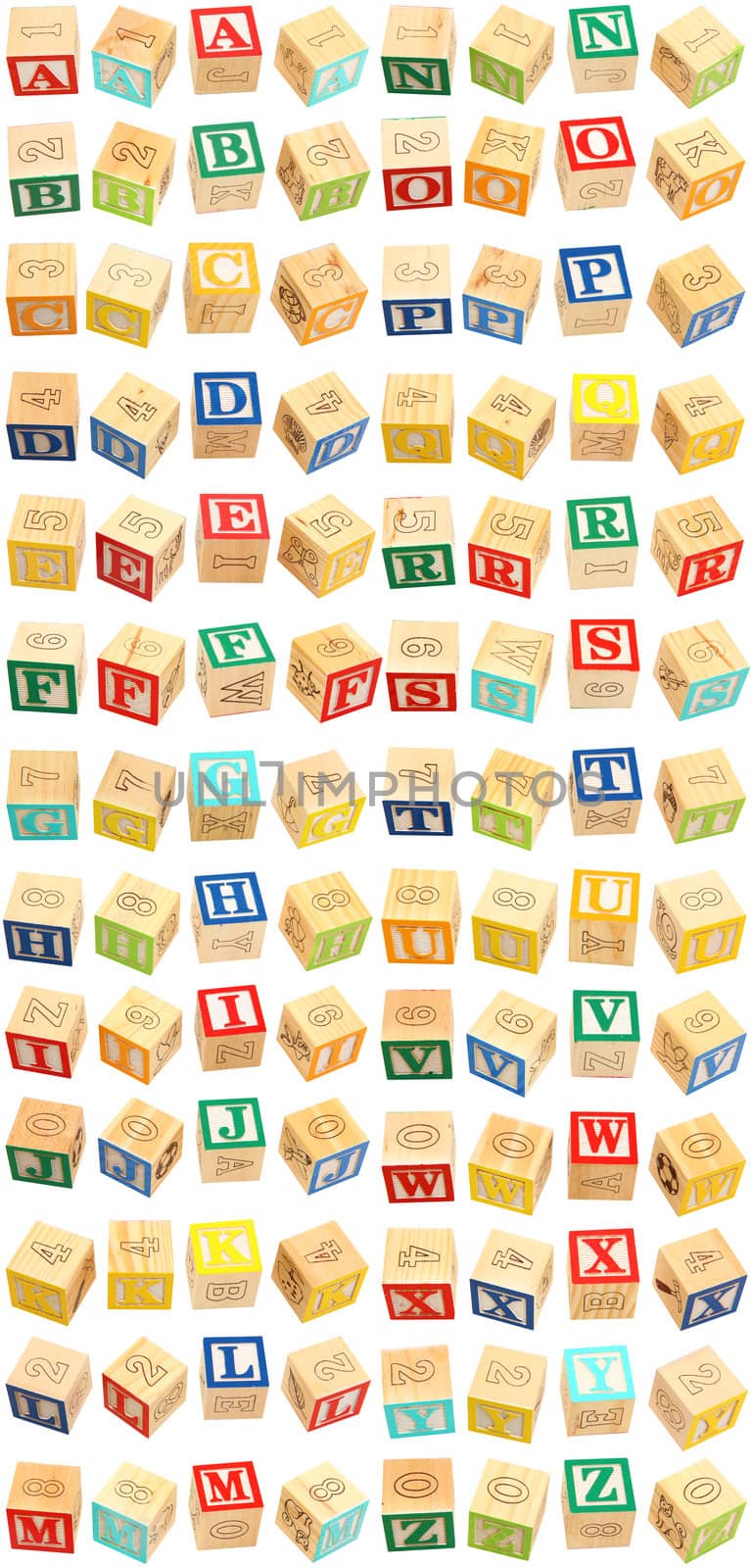 Colorful alphabet blocks with letters A through Z.