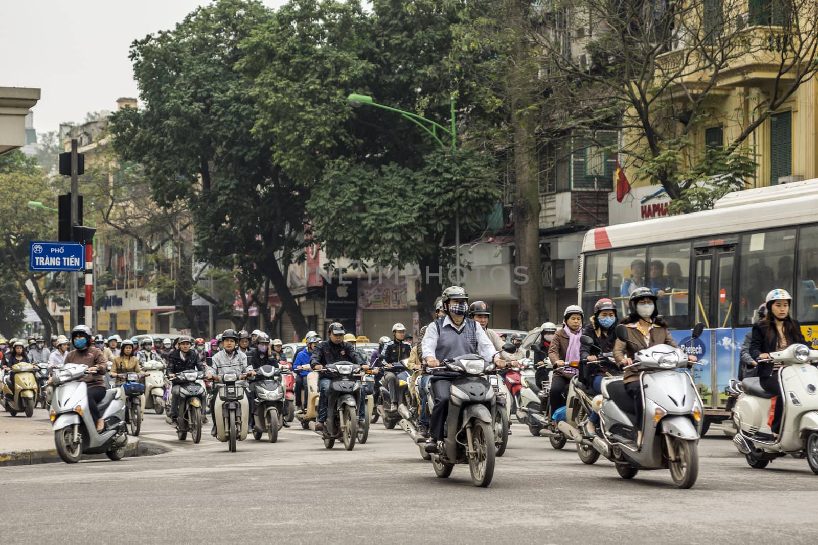 Vietnam Hanoi - March 2012: Overwhelming number of motorbikes by Claudine