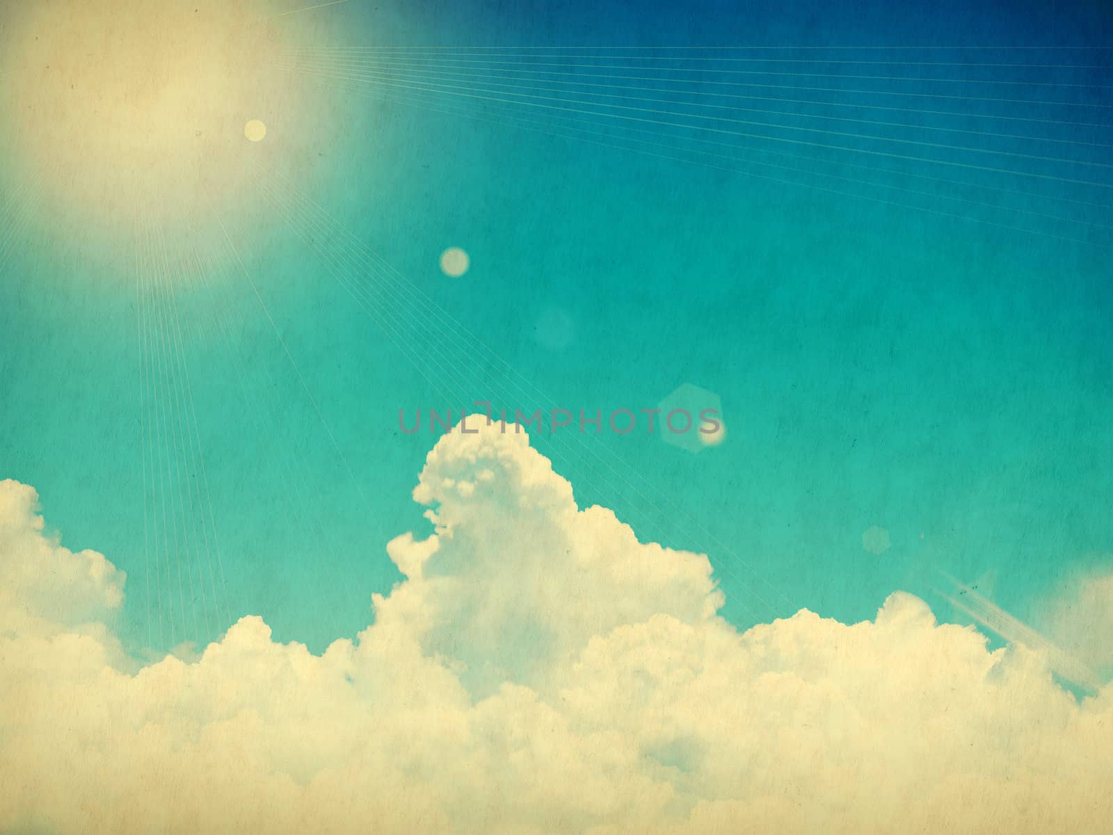 Vintage background in the blue shade with clouds