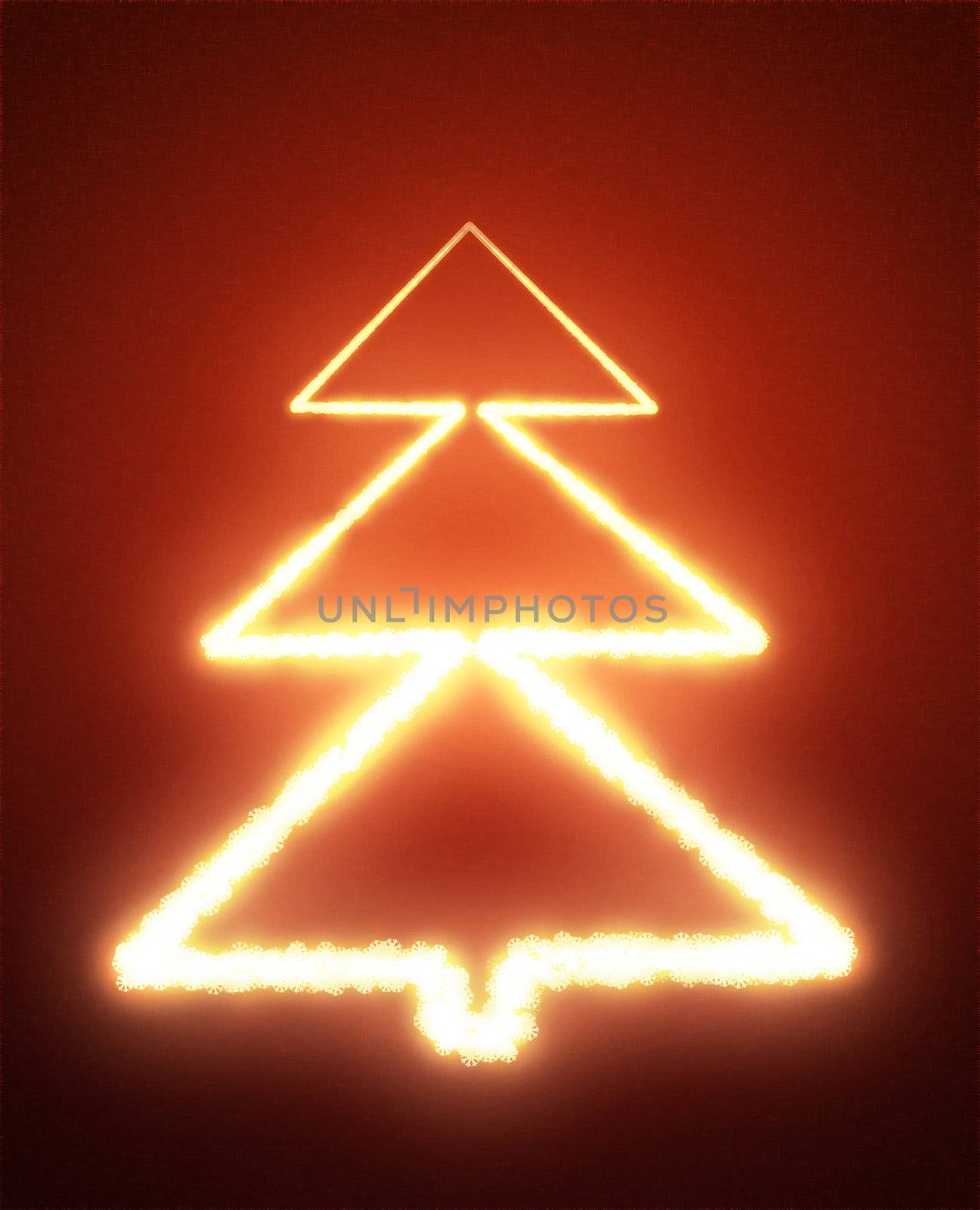 Abstract Christmas tree on the red background