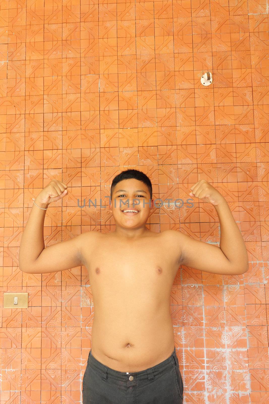 Thai boy muscle flexing by olovedog