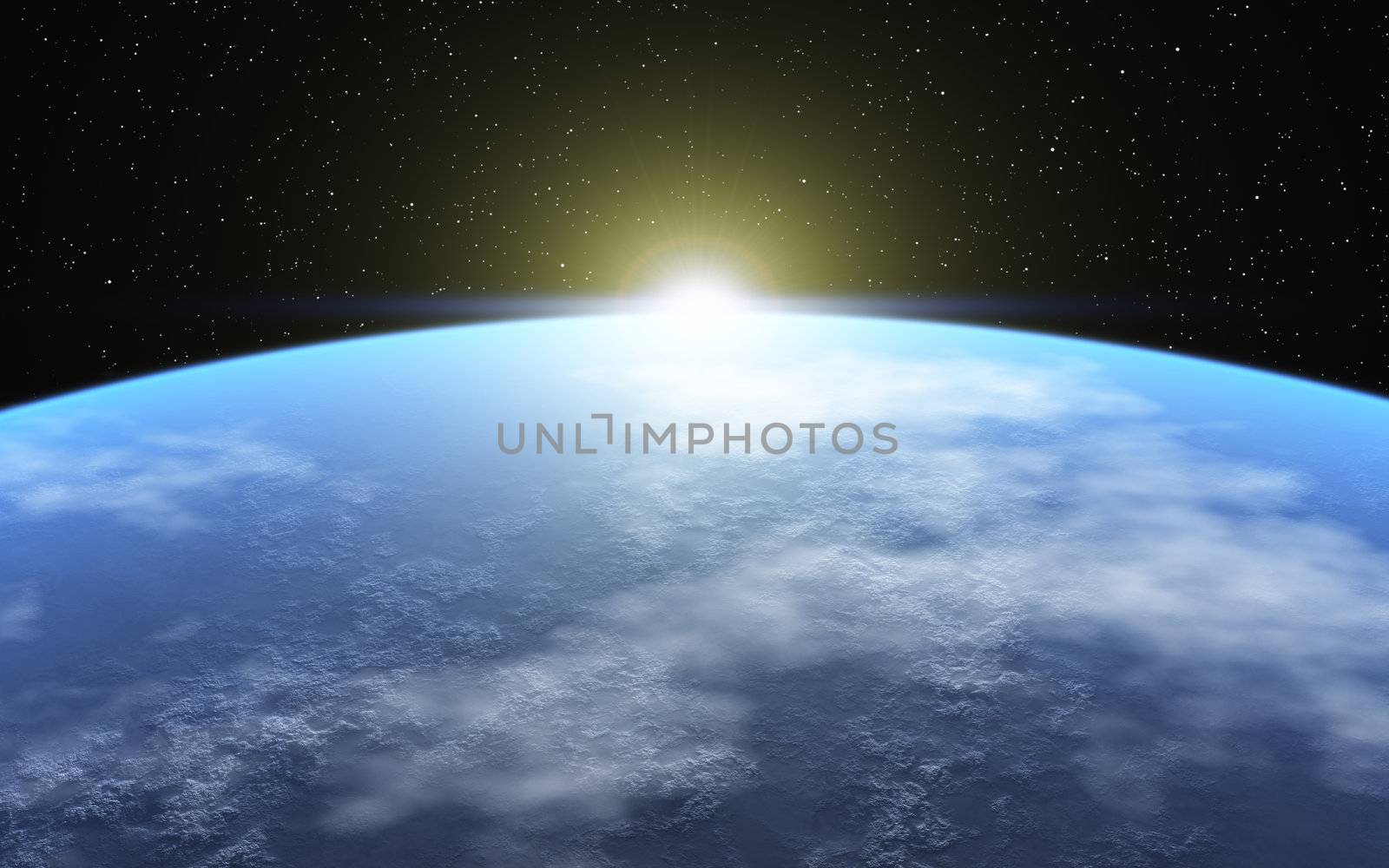 This image shows a frozen planet with atmosphere