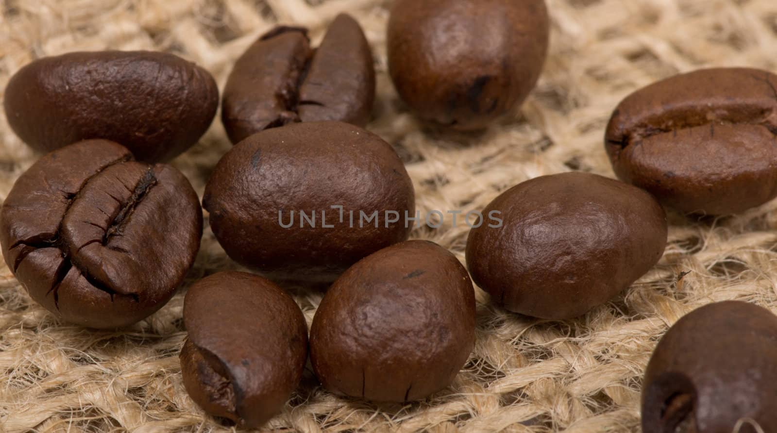 Coffee beans on sack(burlap)