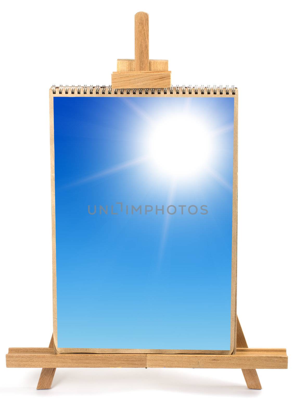 Artist easel and framei isolated on a white background