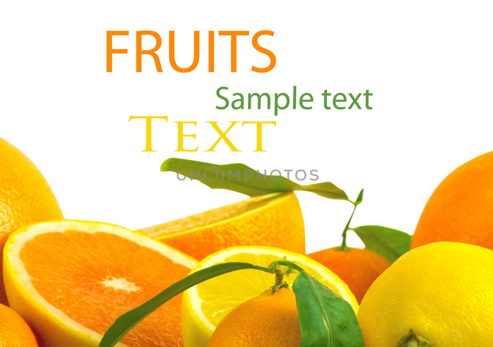 Vitamin C Overload, Stacks of sliced fruit isolated on white