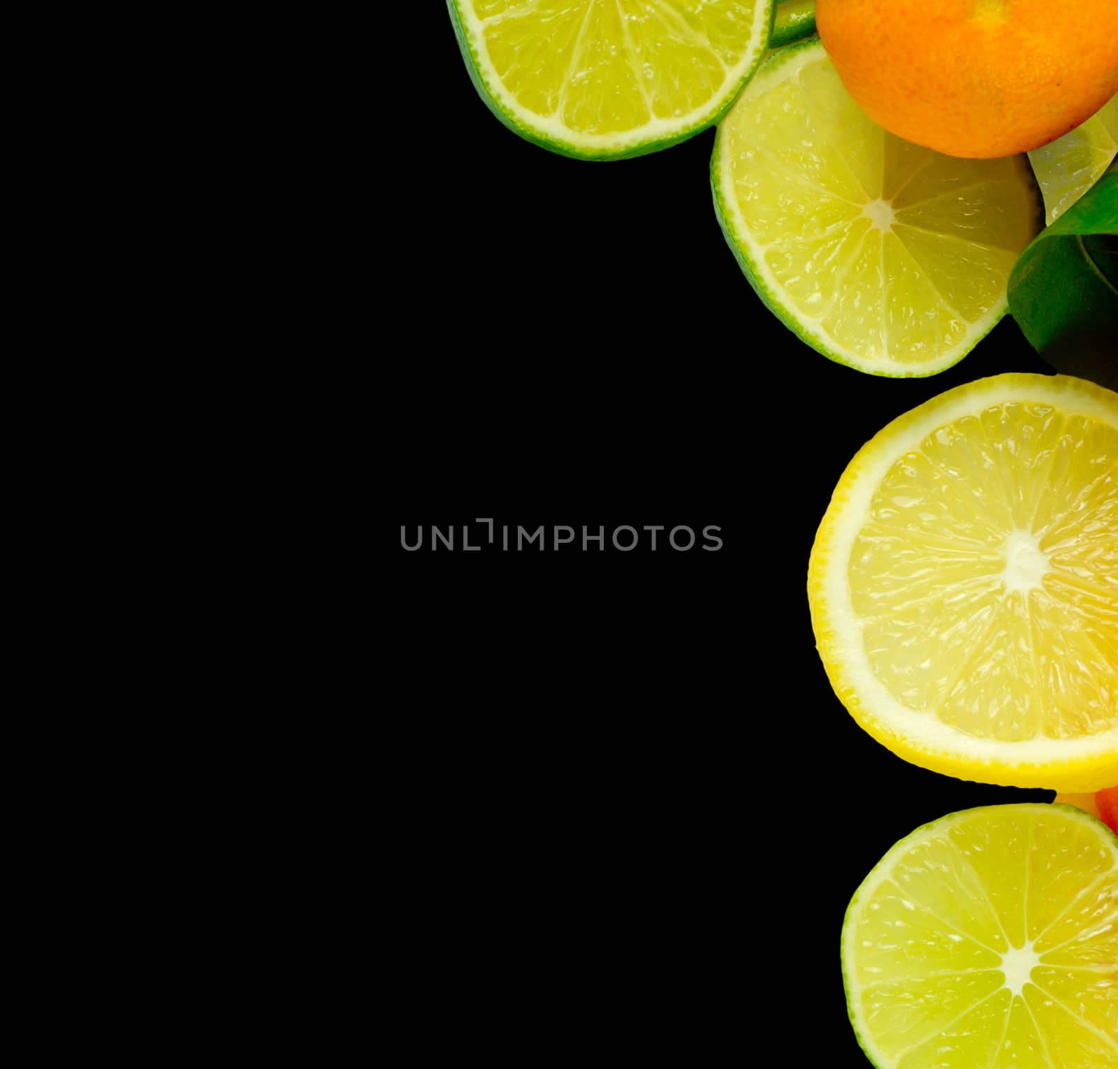 Vitamin C Overload, Stacks of sliced fruit isolated on white