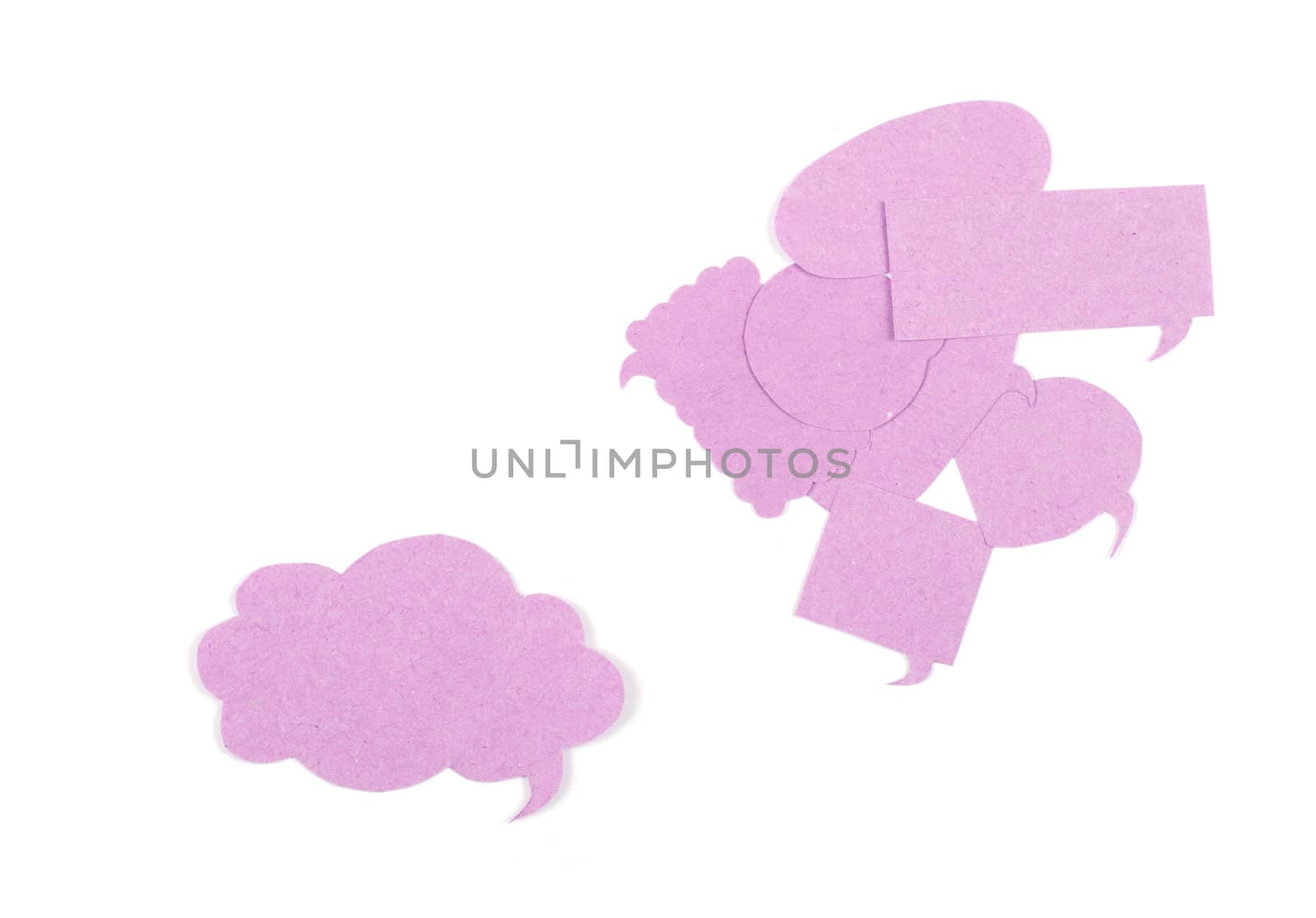 the thought of old paper isolated on white