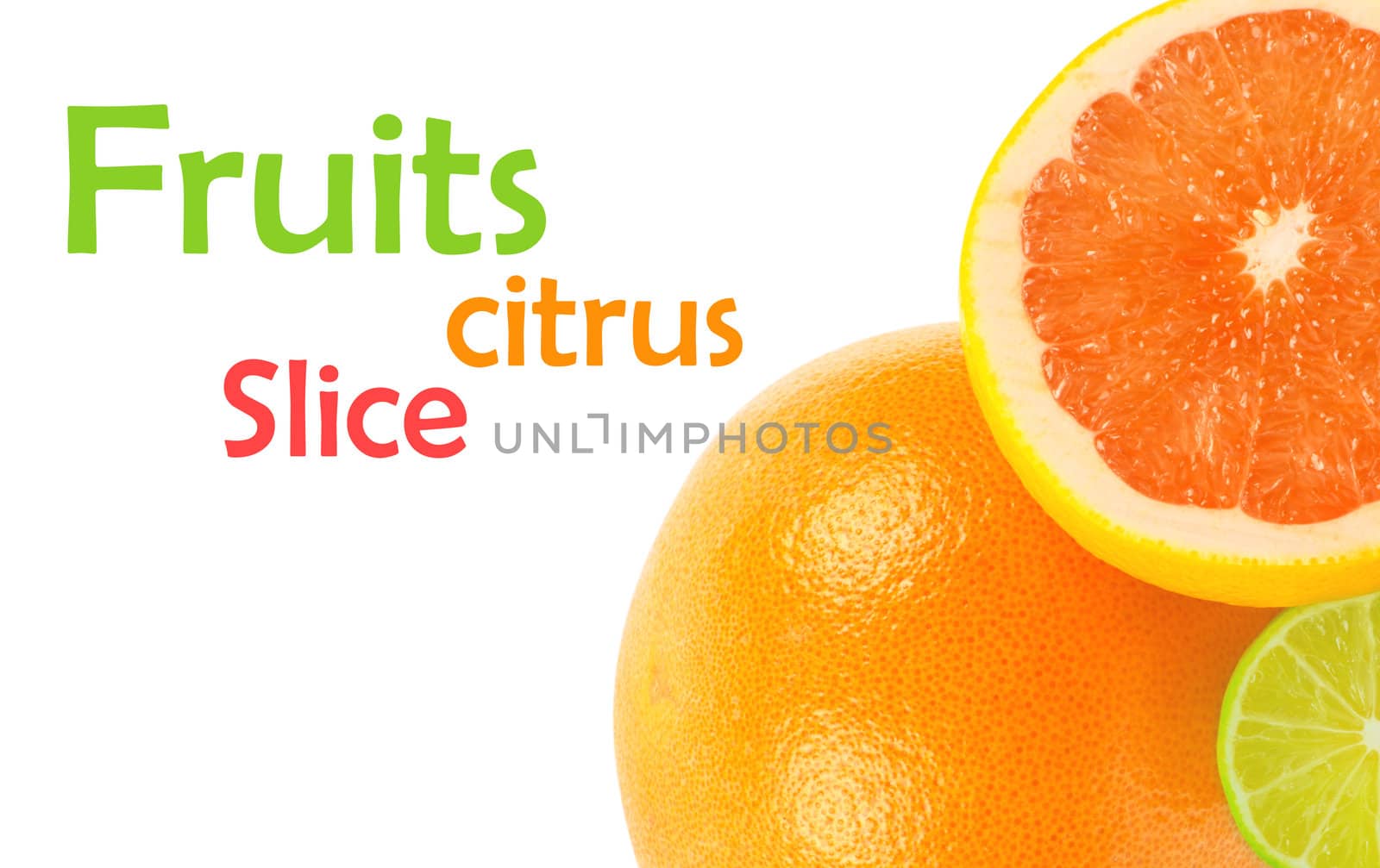 citrus fruits on white