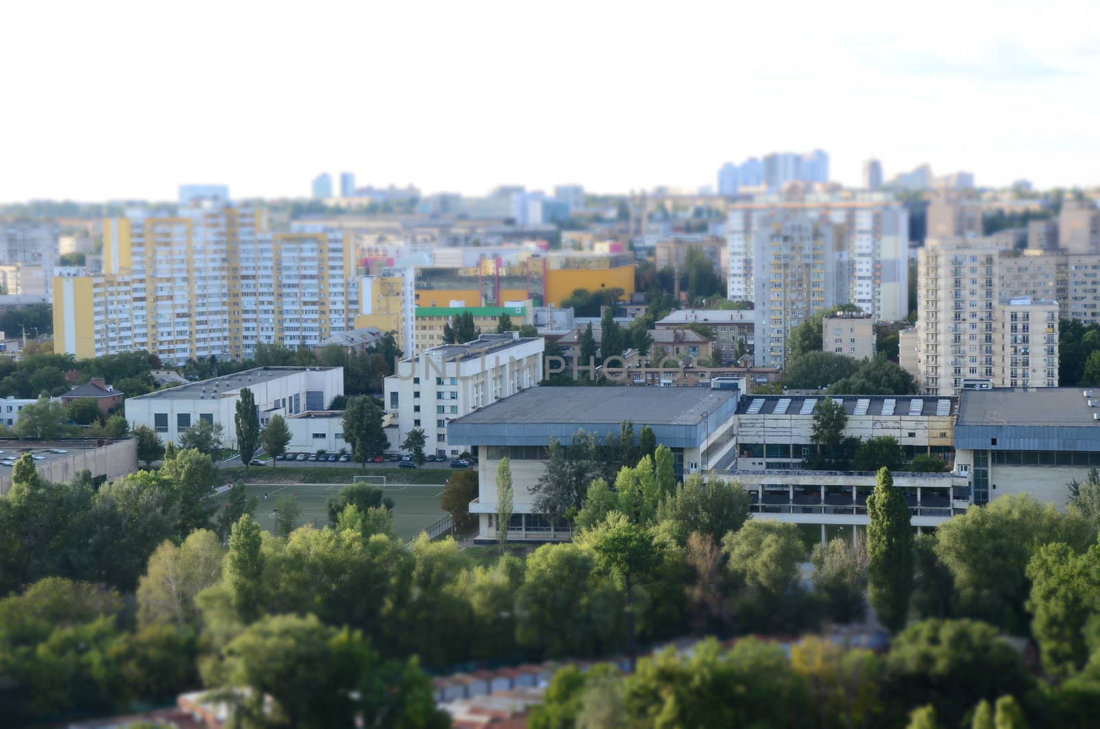 Street at Kiev city and green park