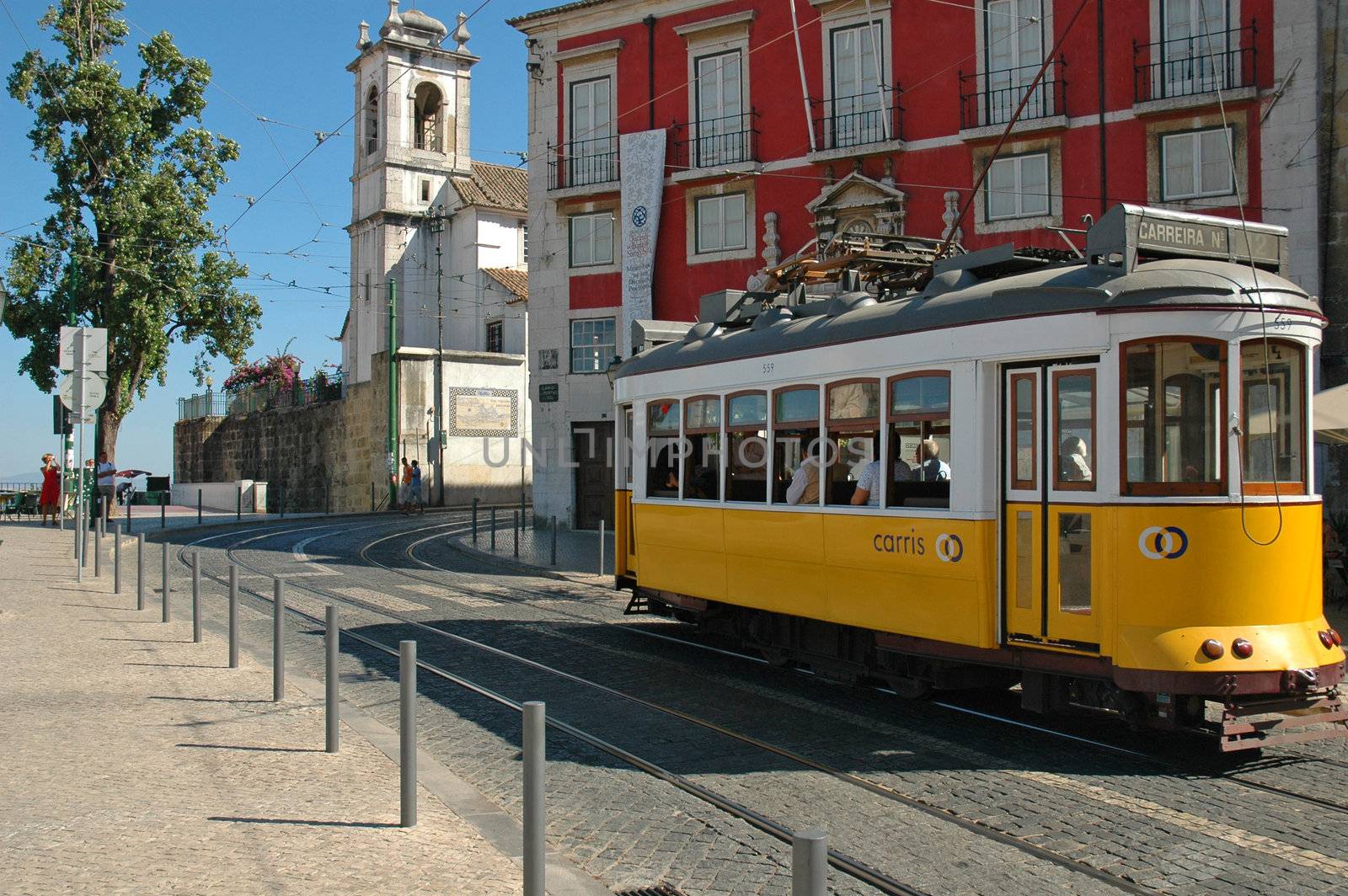 Yellow Tram in Alfama, Lisbon