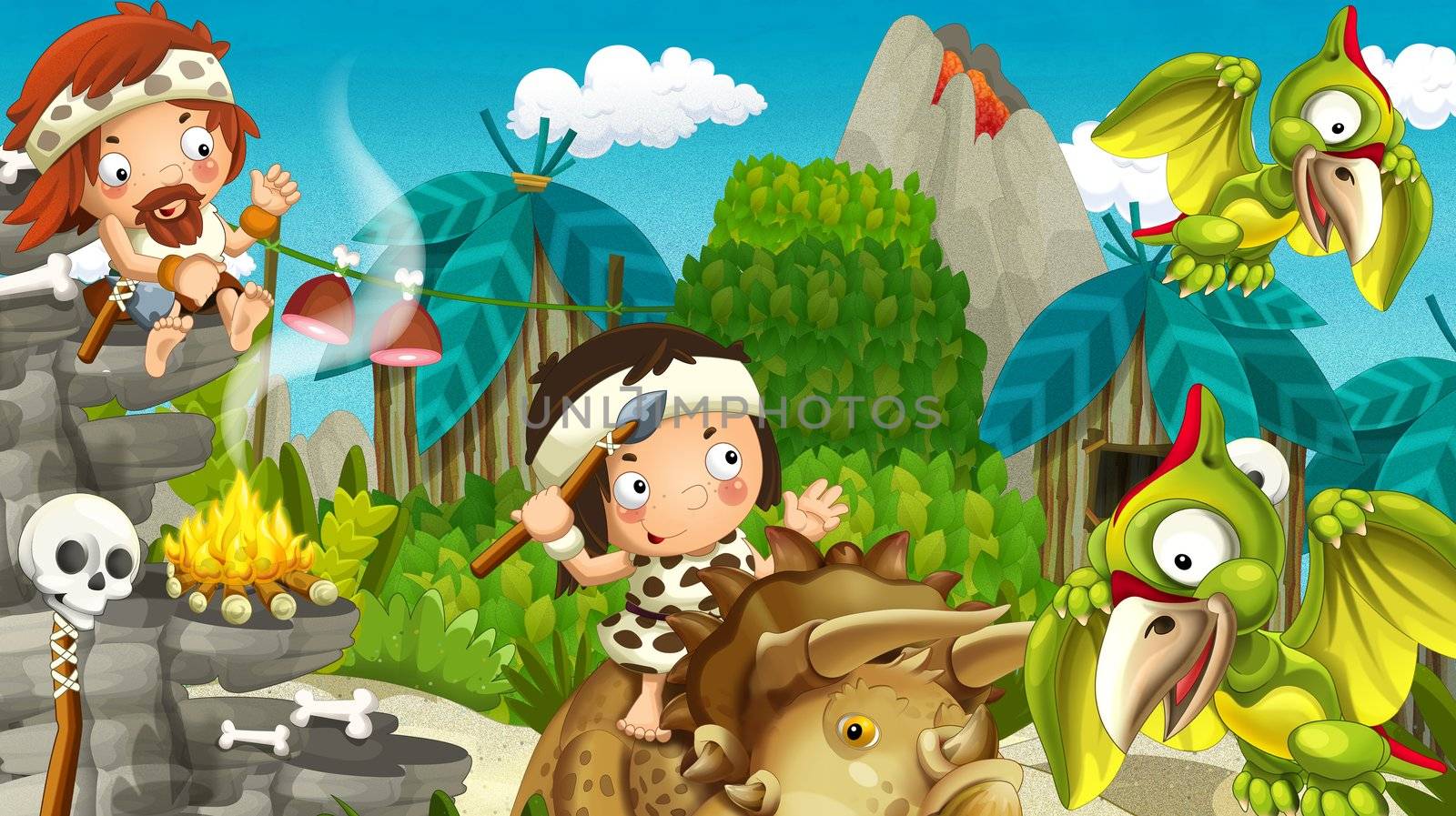 The beautiful illustration with many different elements