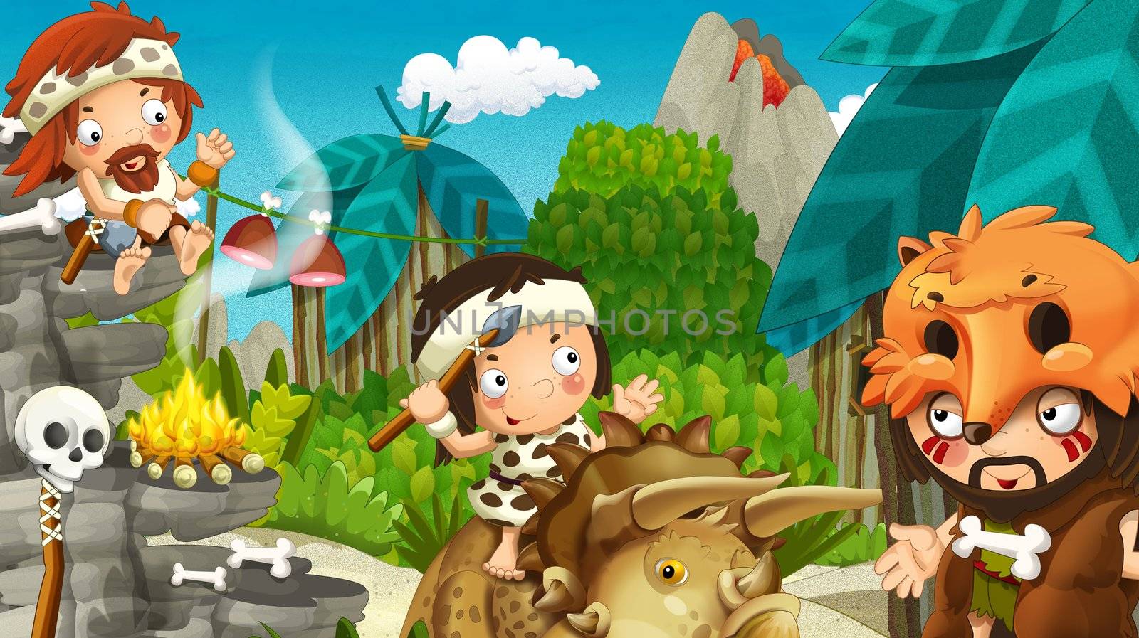 The beautiful illustration with many different elements