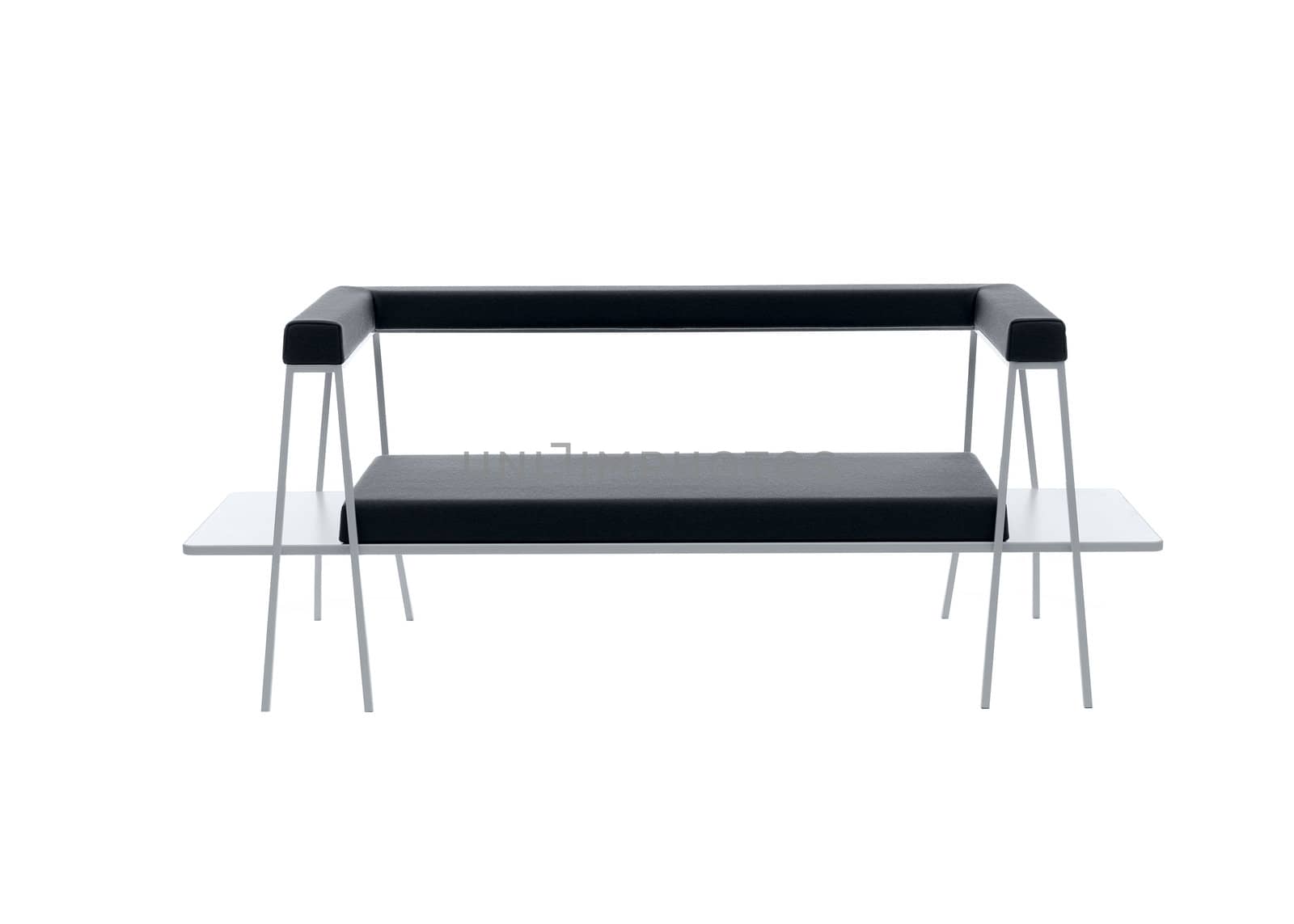 Image of a modern black leather sofa isolated