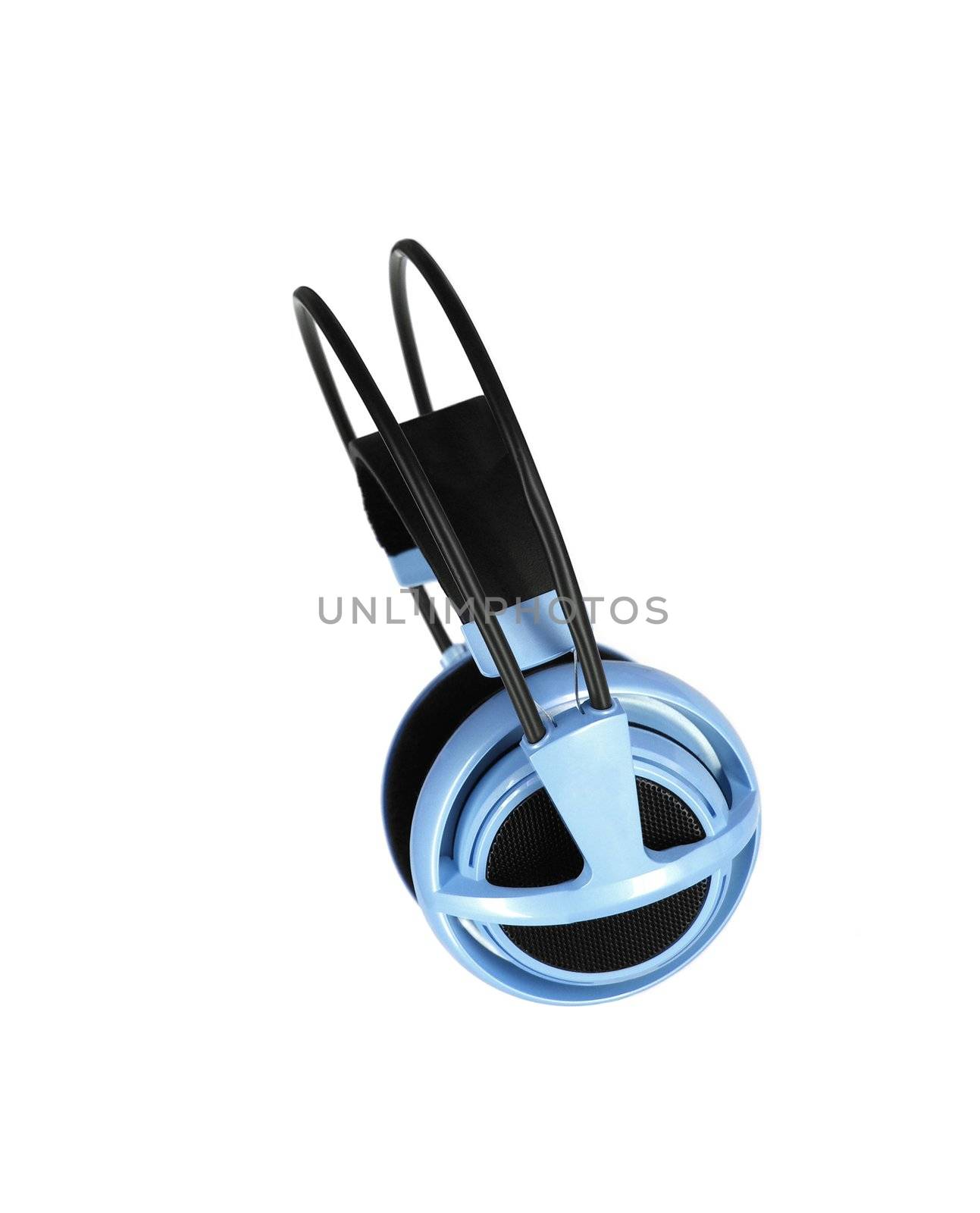 Blue headphones isolated on a white background