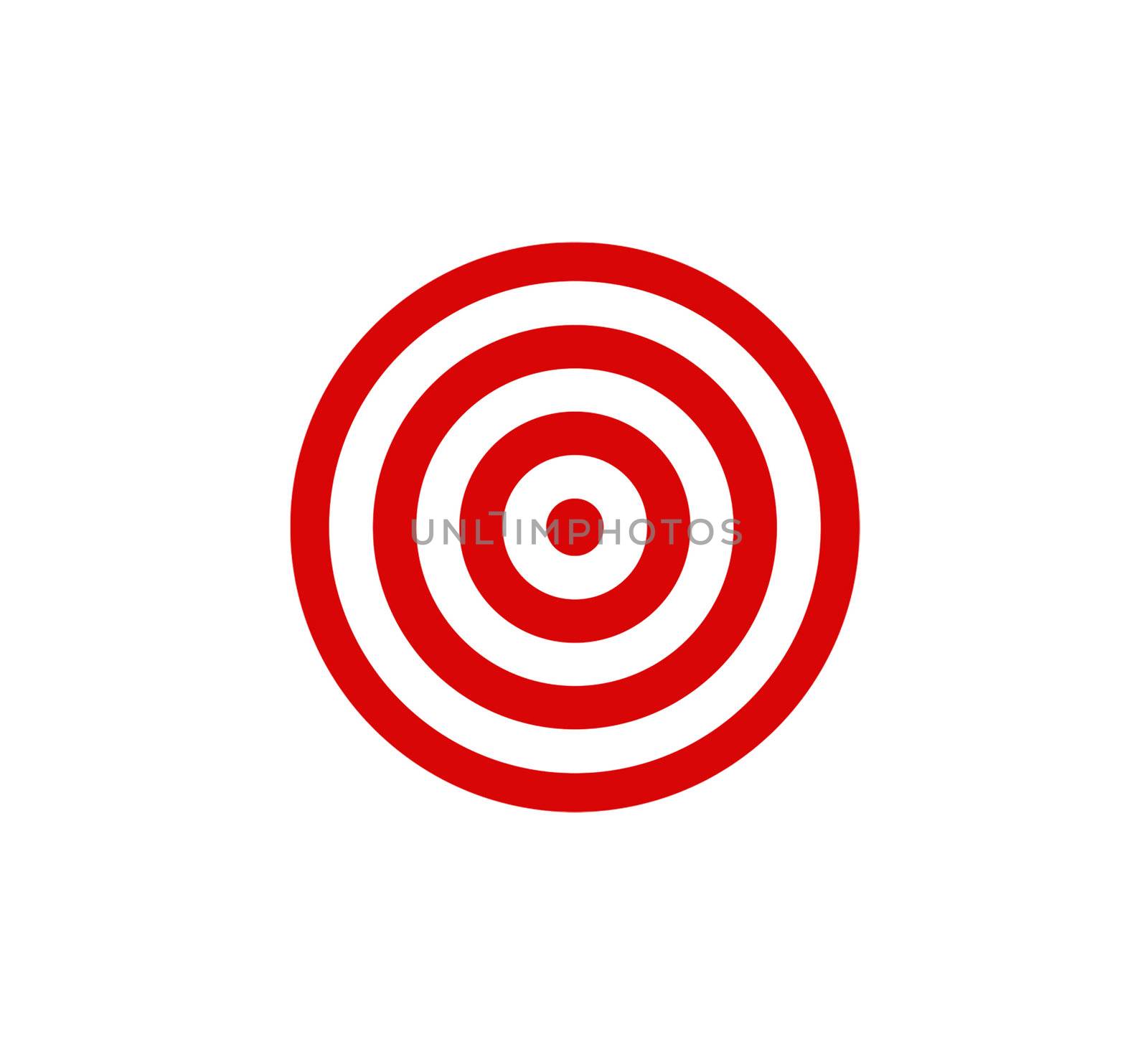 Red darts target aim on white background