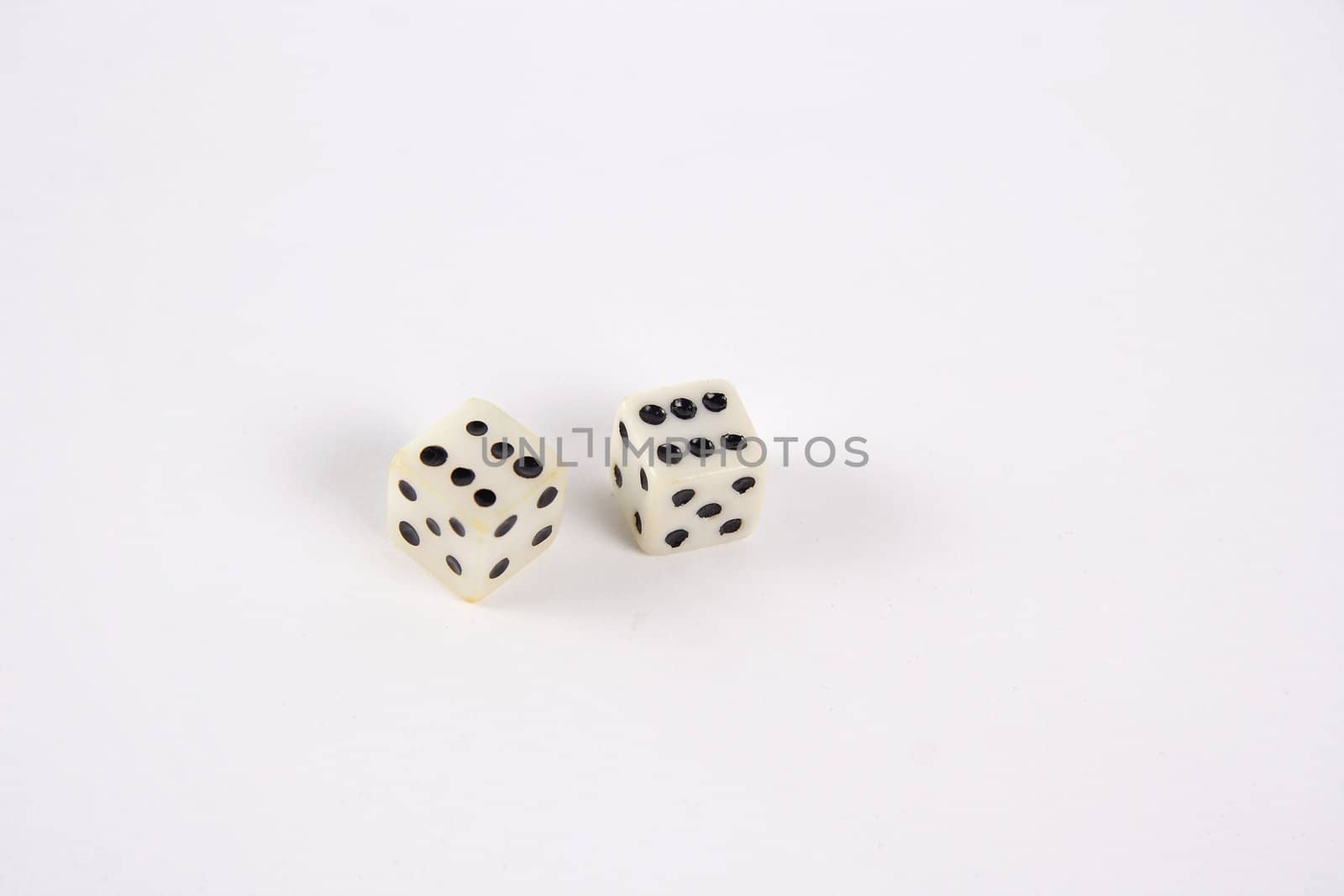 two white dices on white background