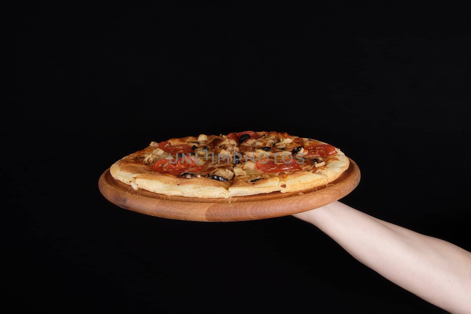 Pizza on black