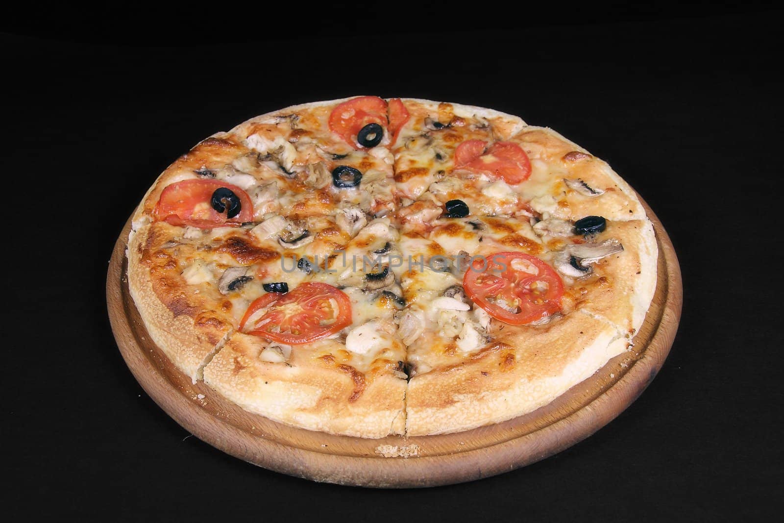 Pizza on black