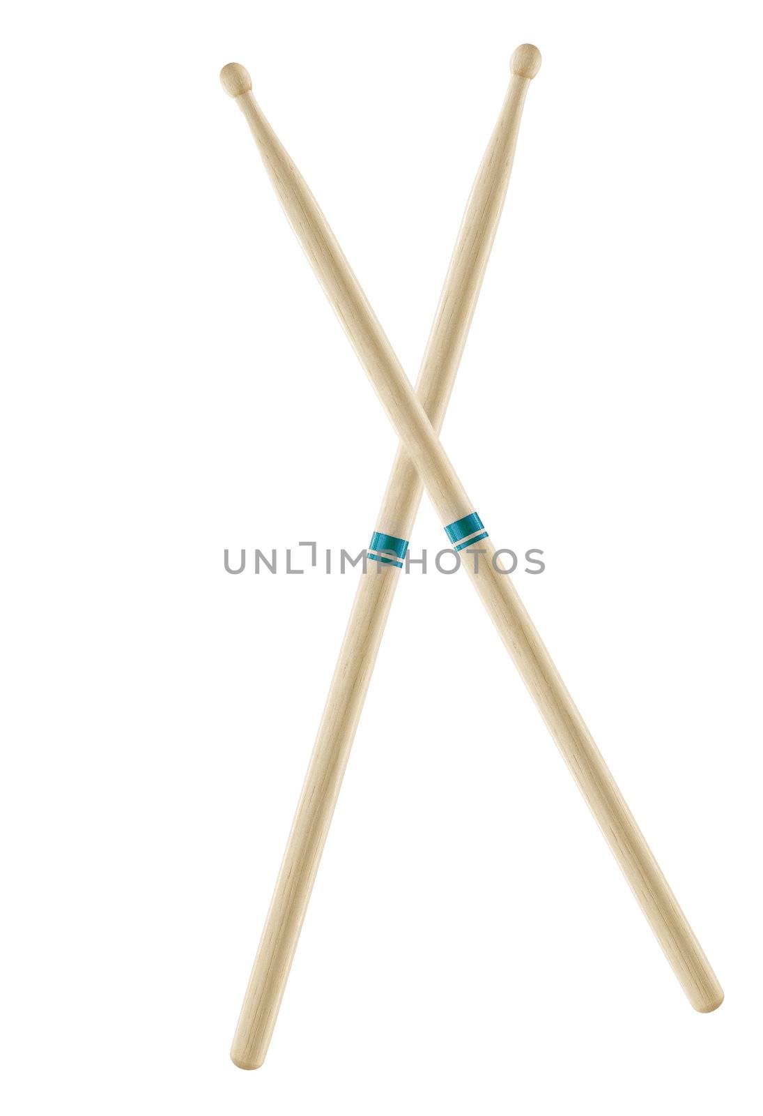 Two wooden drumsticks isolated