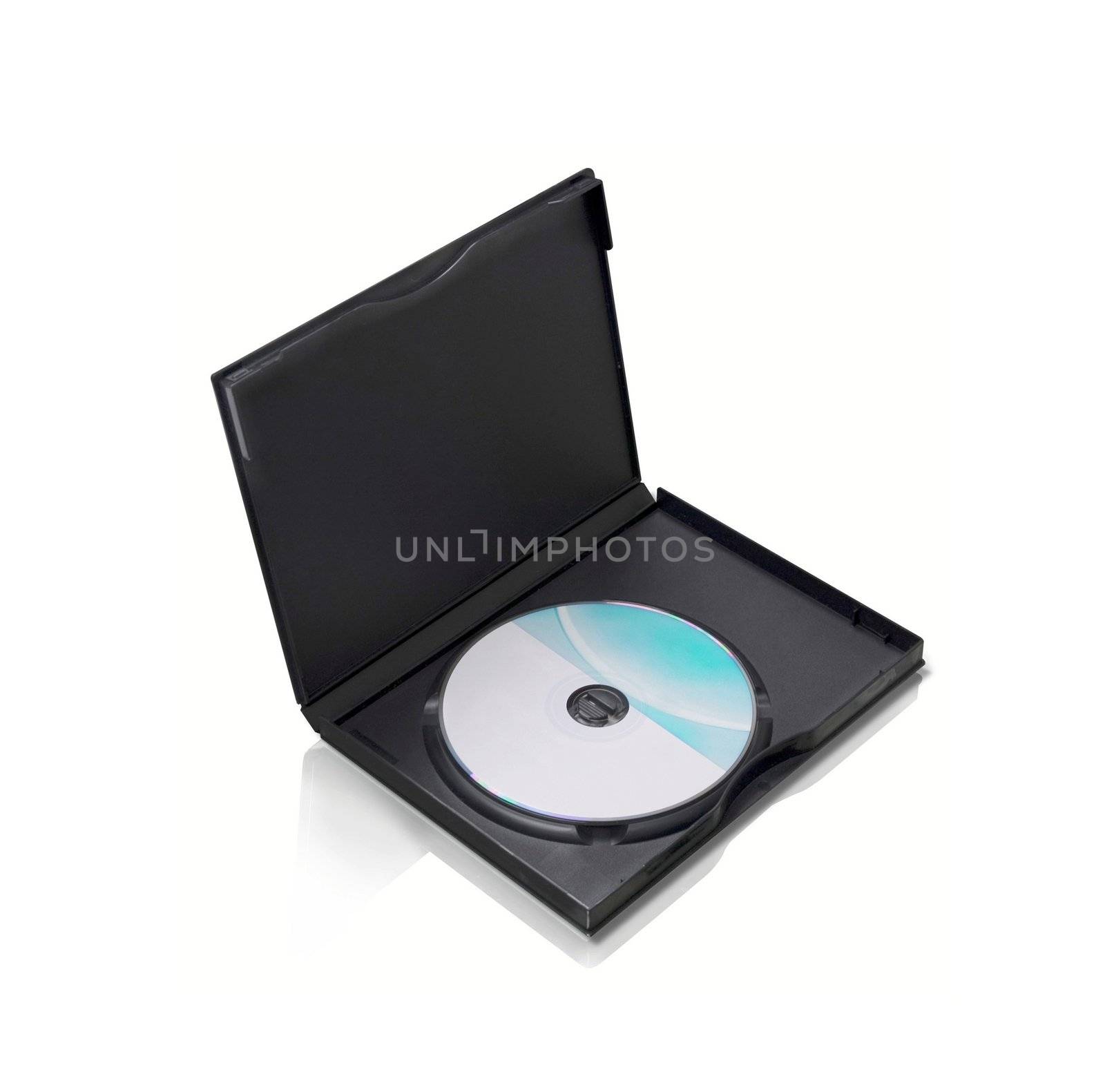 DvD Case Open With DvD Disk isolated on white
