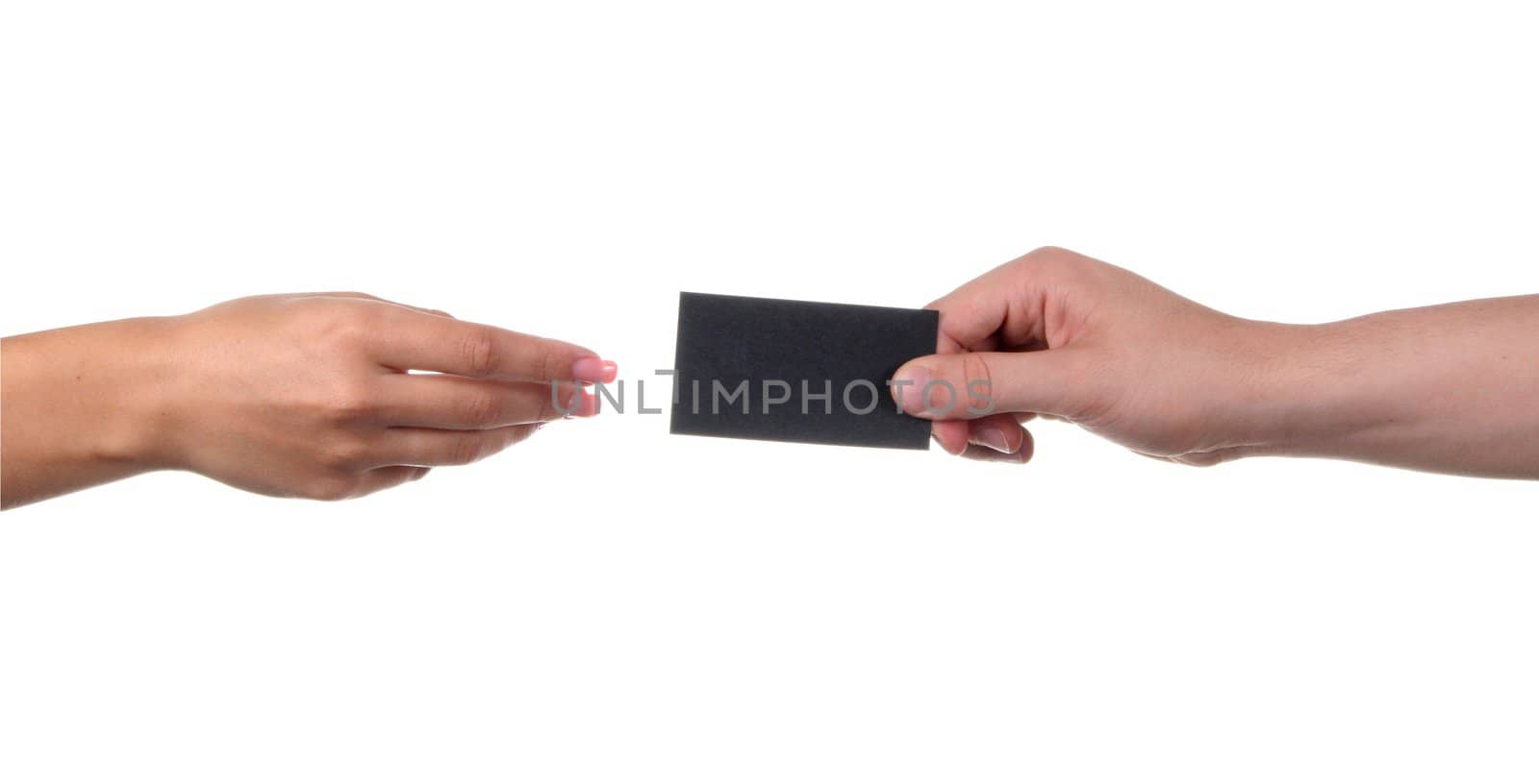 Businessman's hand holding blank paper business card