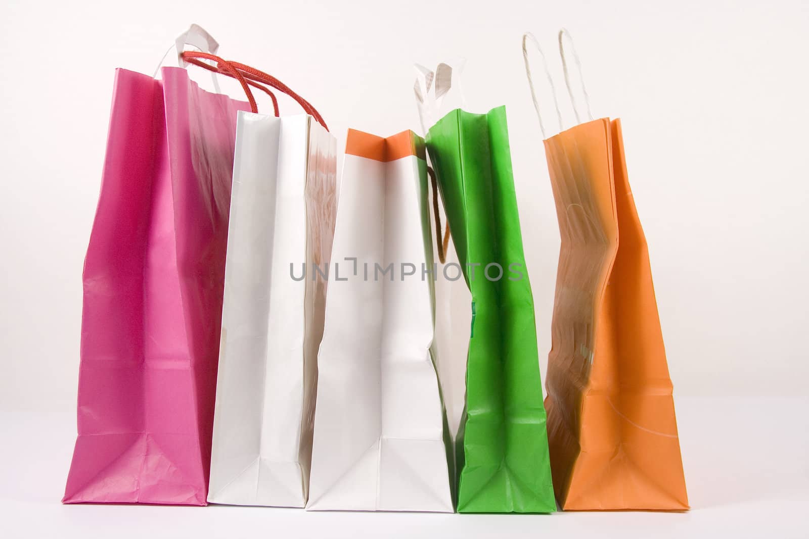 Assorted colored shopping bags