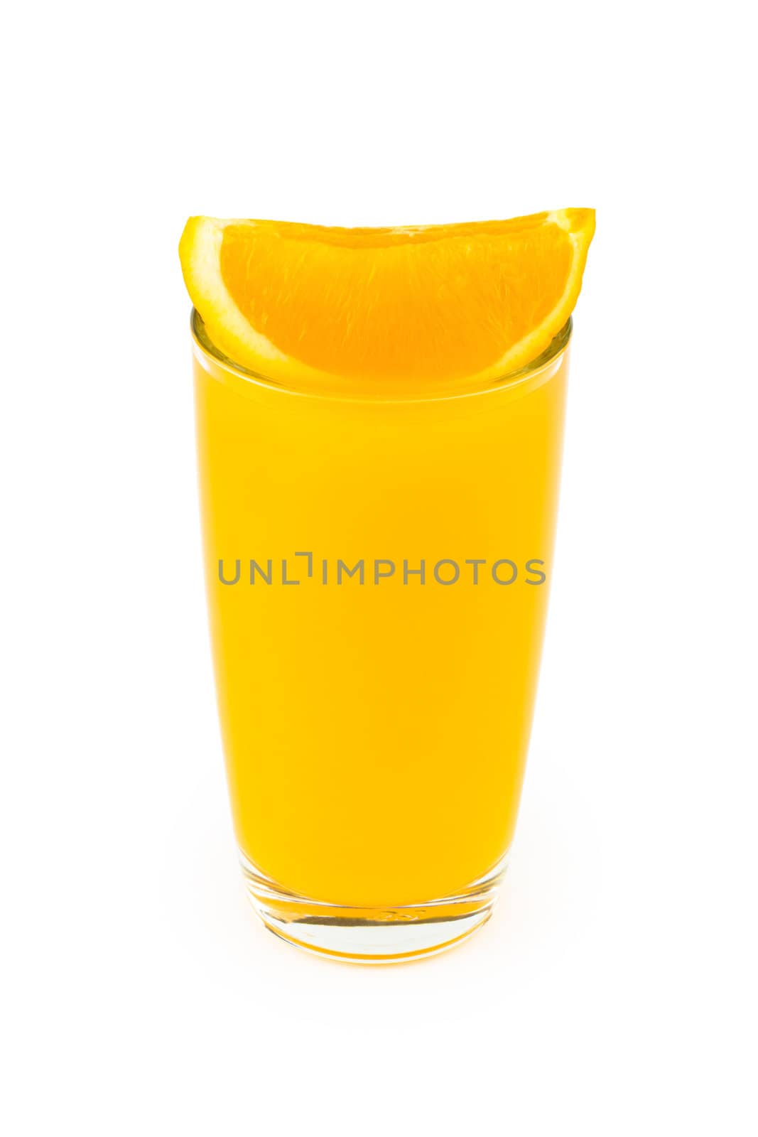 Orange juice and slices of orange isolated on white